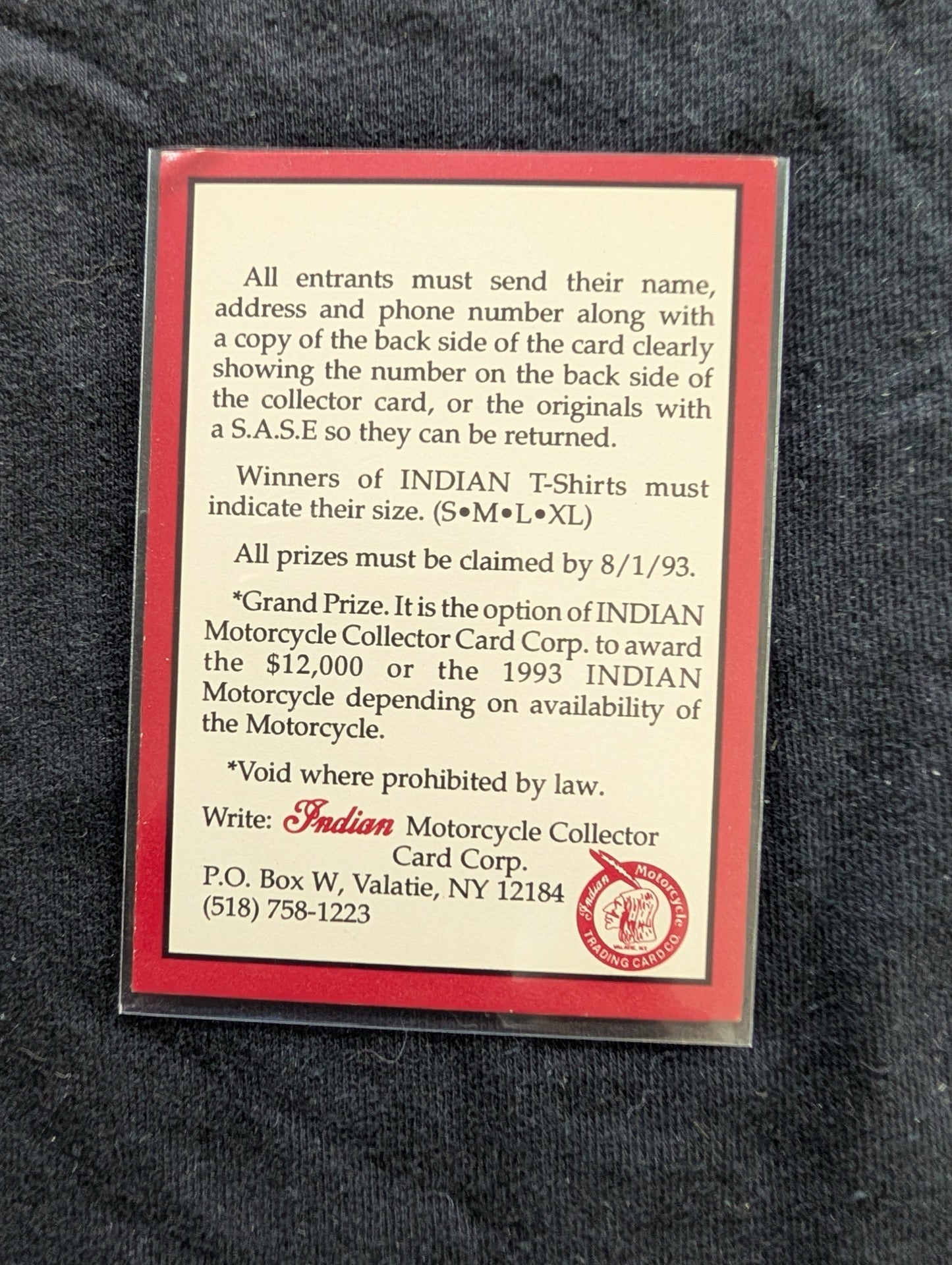 Lot of 8 Vintage Indian Motorcycle Trading Cards + Sweepstakes Card - 1939 Four