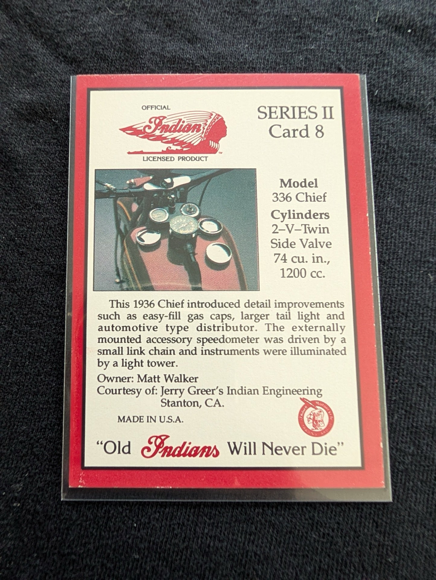 Lot of 8 Vintage Indian Motorcycle Trading Cards + Sweepstakes Card - 1939 Four