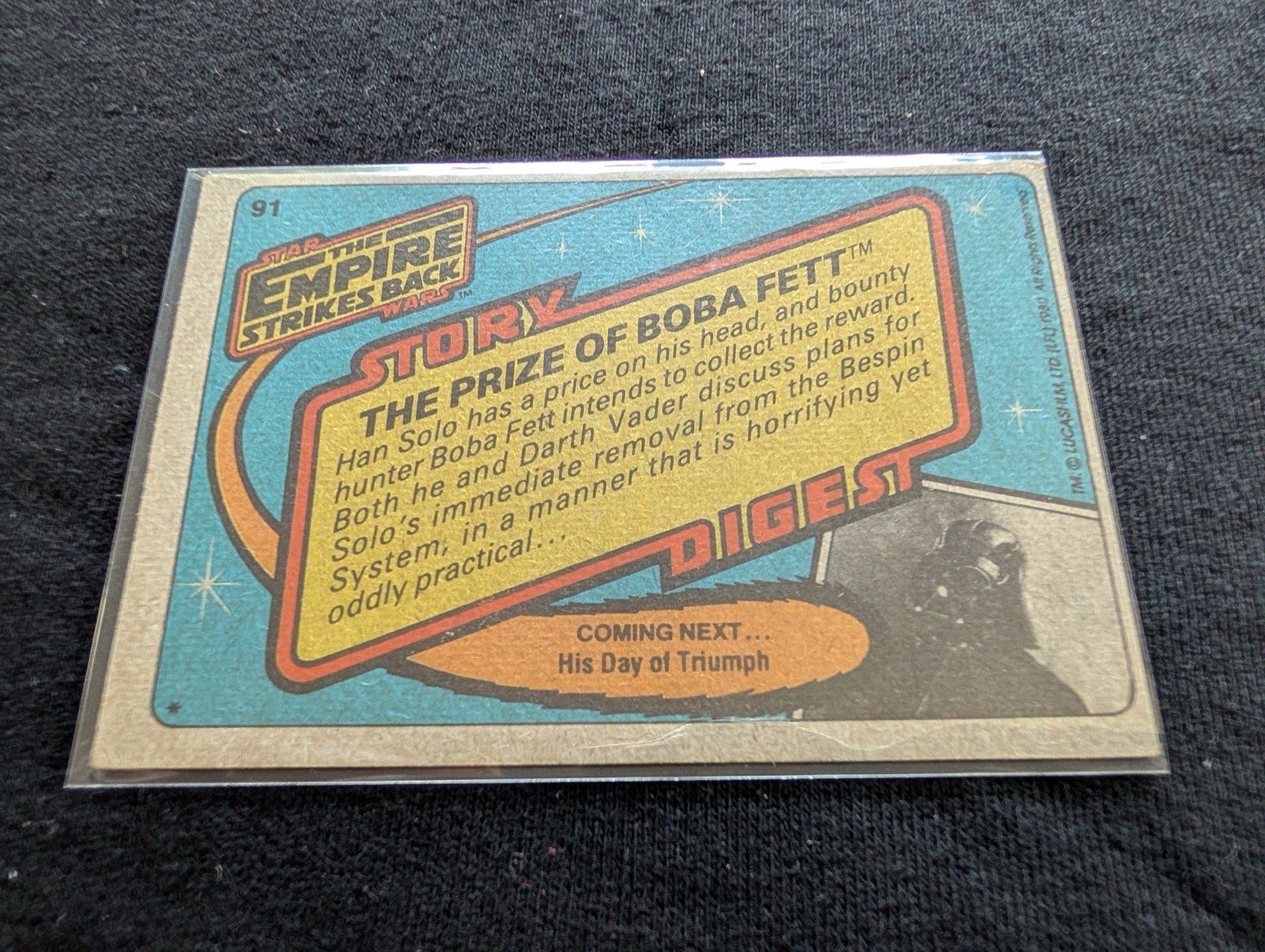 Vintage 1980 Topps Star Wars Empire Strikes Back Card - THE PRIZE OF BOBA FETT