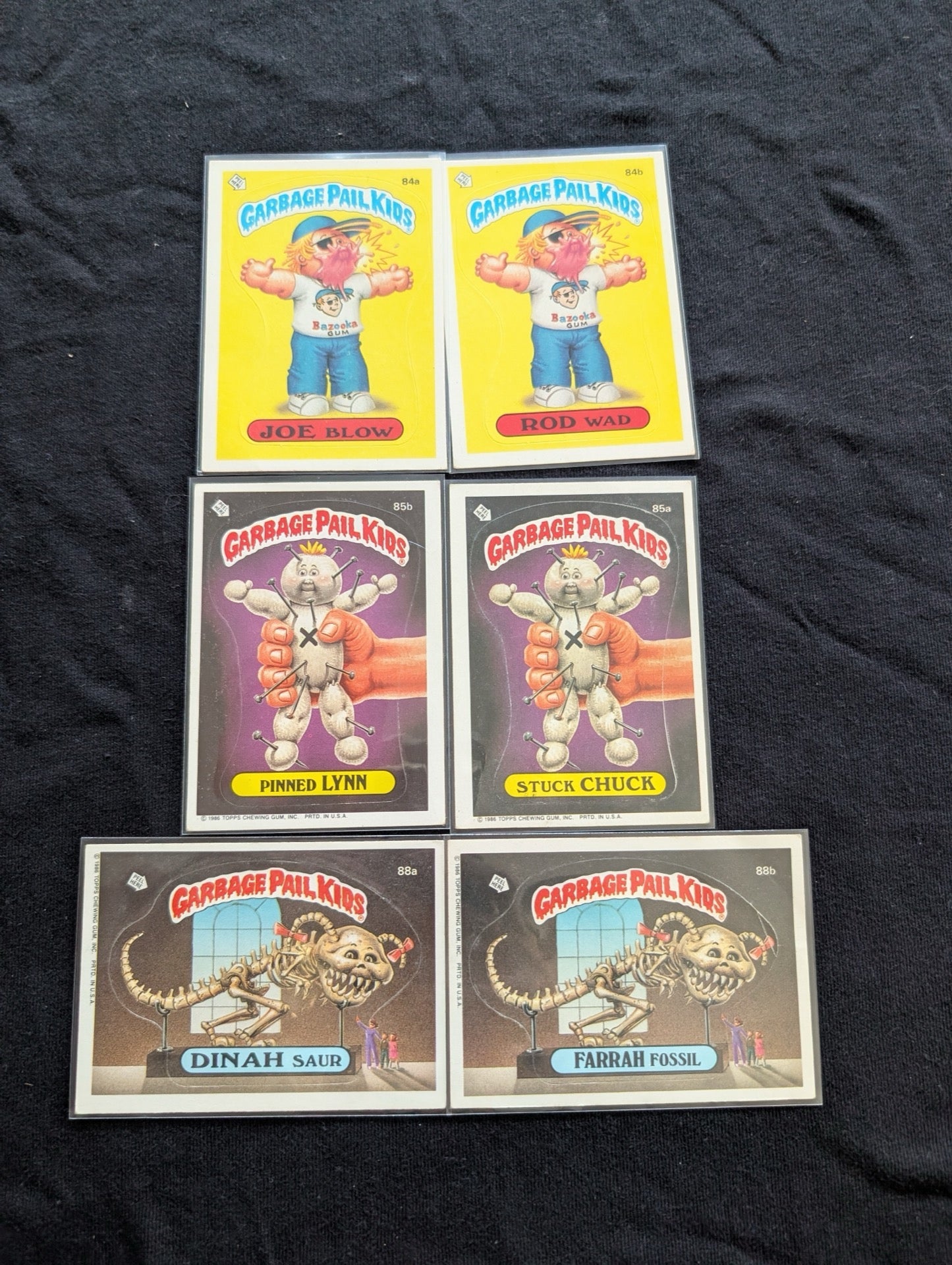 Lot of 6 Vintage 1986 GPK Cards OS3 - 3 A/B Pairs! 84a/b, 85a/b, 88a/b