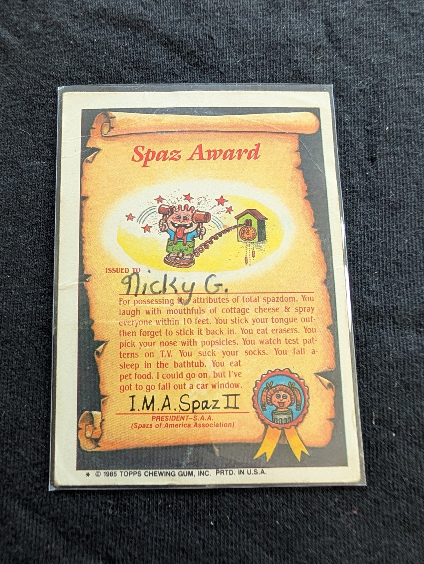 Lot of 3 Vintage Garbage Pail Kids GPK Cards - Mark Bark 74a OS2, Silent Sandy