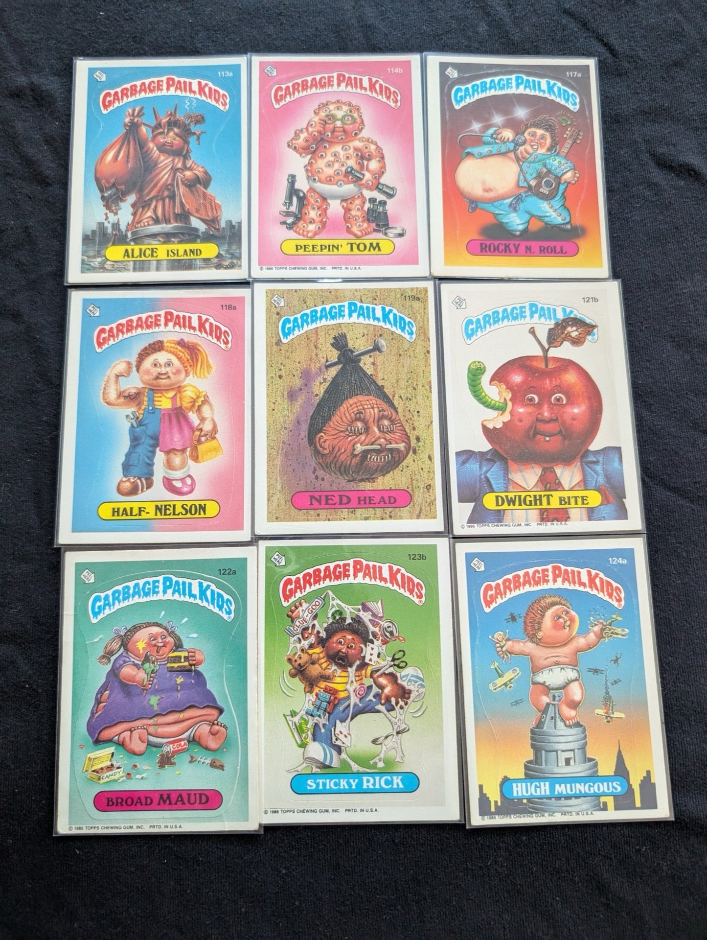 Lot of 9 Vintage 1986 Garbage Pail Kids GPK Cards OS3 Series 3 - 113a 117a 124a