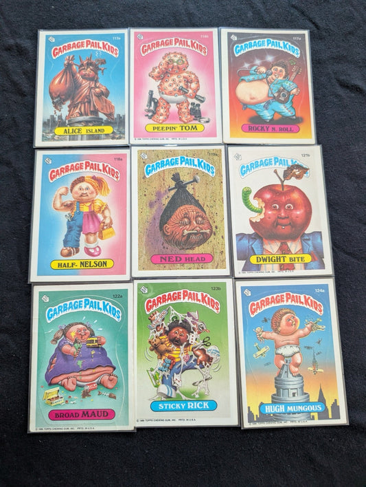 Lot of 9 Vintage 1986 Garbage Pail Kids GPK Cards OS3 Series 3 - 113a 117a 124a