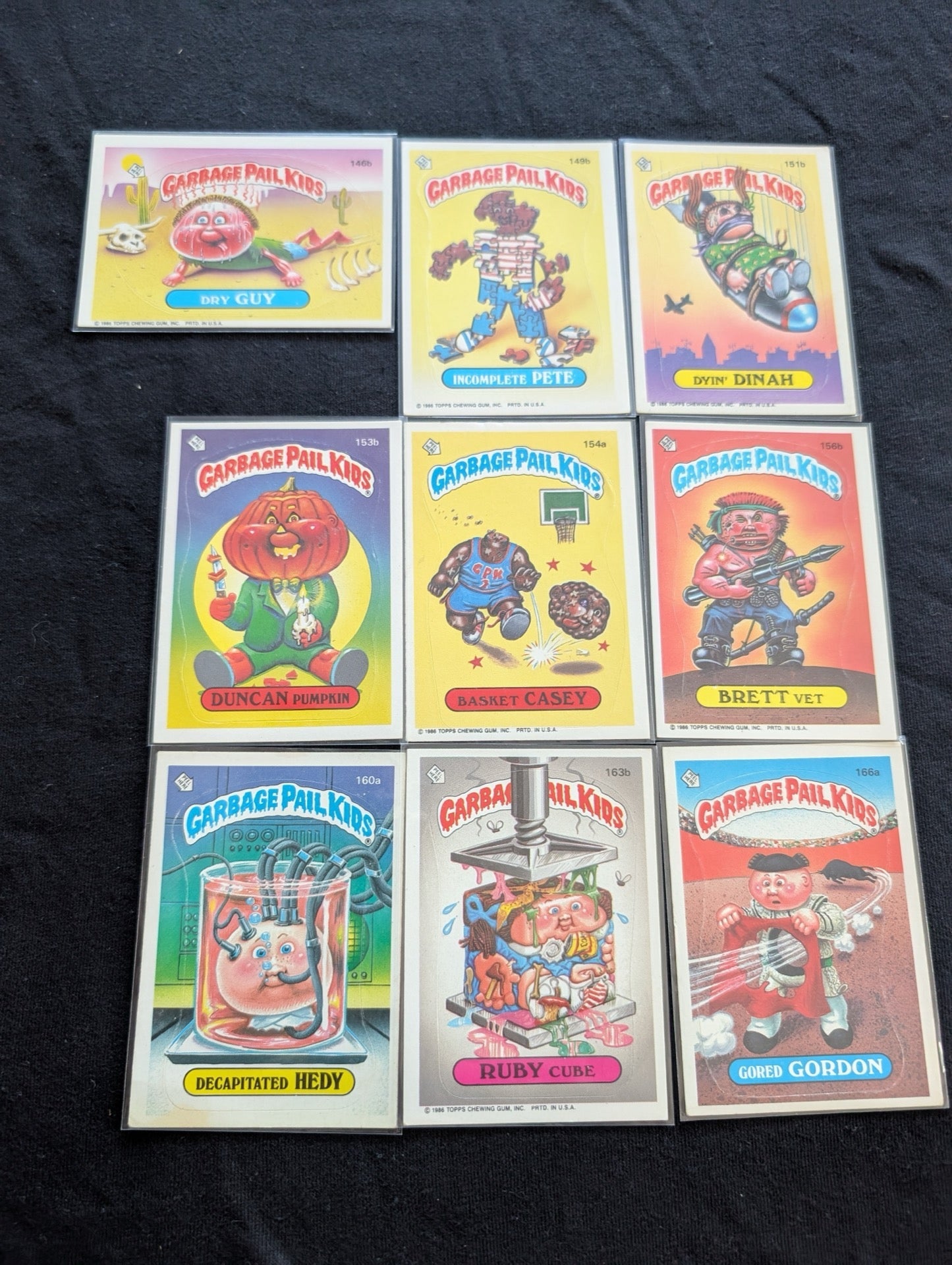 Lot of 9 Vintage 1986 Garbage Pail Kids GPK Cards OS4 Series 4 - 153b 154a 160a