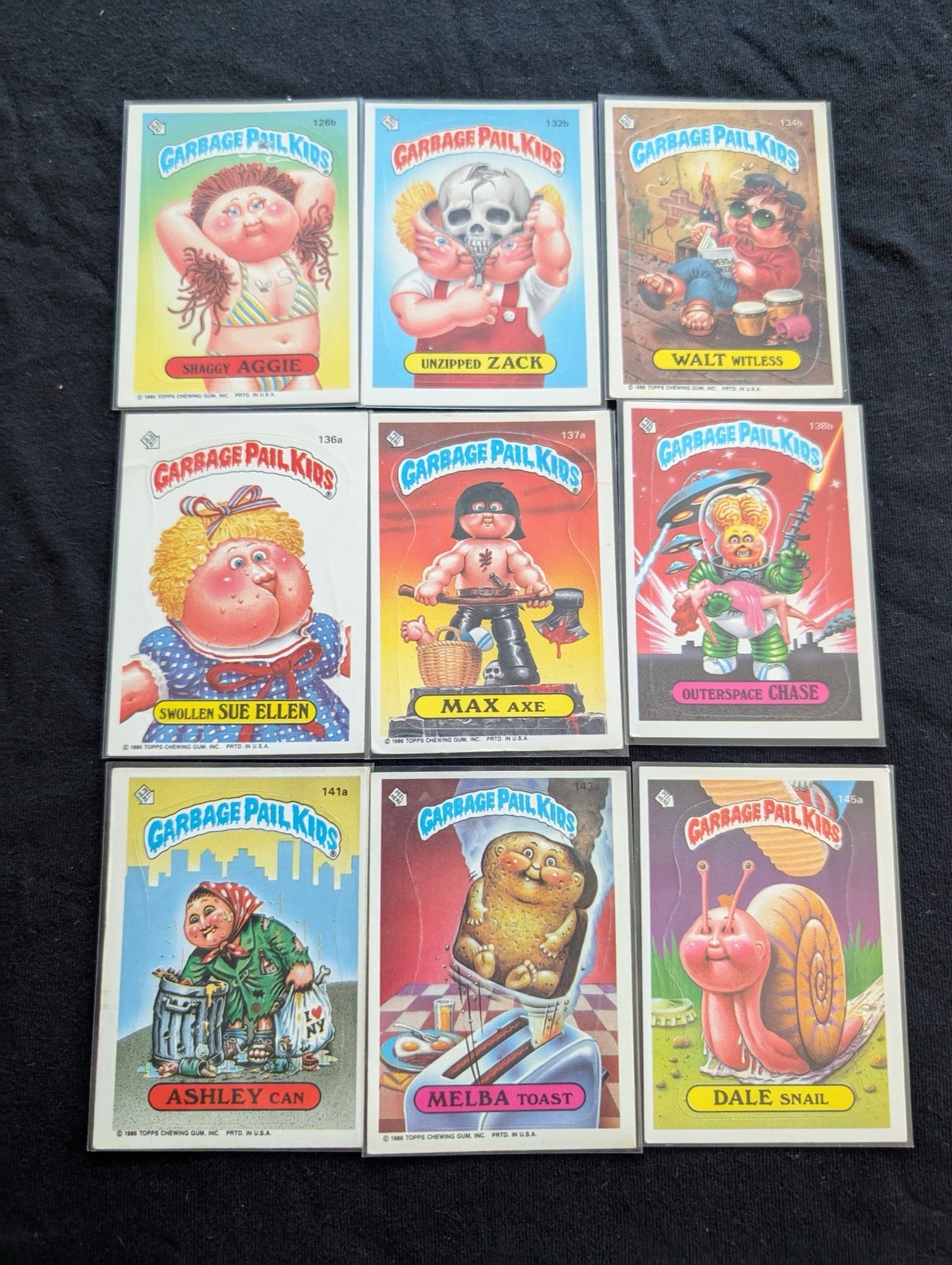 Lot of 9 Vintage 1986 Garbage Pail Kids GPK Cards OS4 Series 4 - 136a 141a 143a