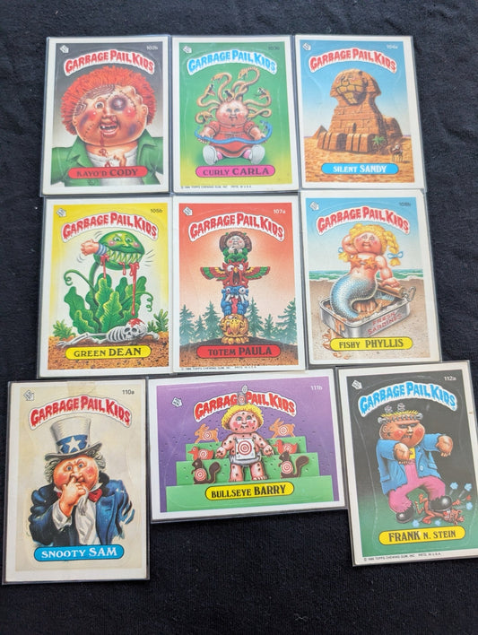 Lot of 9 Vintage 1986 Garbage Pail Kids GPK Cards OS3 Series 3 - 104a 110a 112a