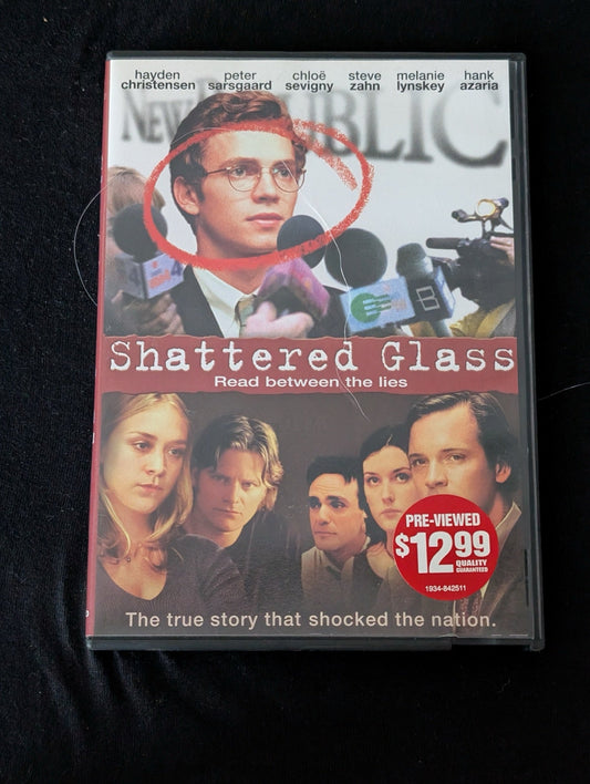 Shattered Glass DVD (2003) Hayden Christensen, Peter Sarsgaard, ChloÃ« Sevigny