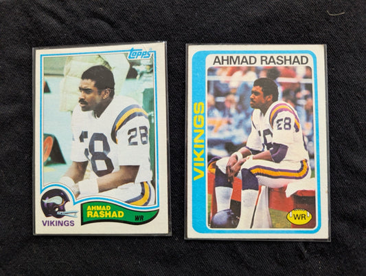 Ahmad Rashad 1980 & 1981 Topps Minnesota Vikings Lot (2) Football Cards WR