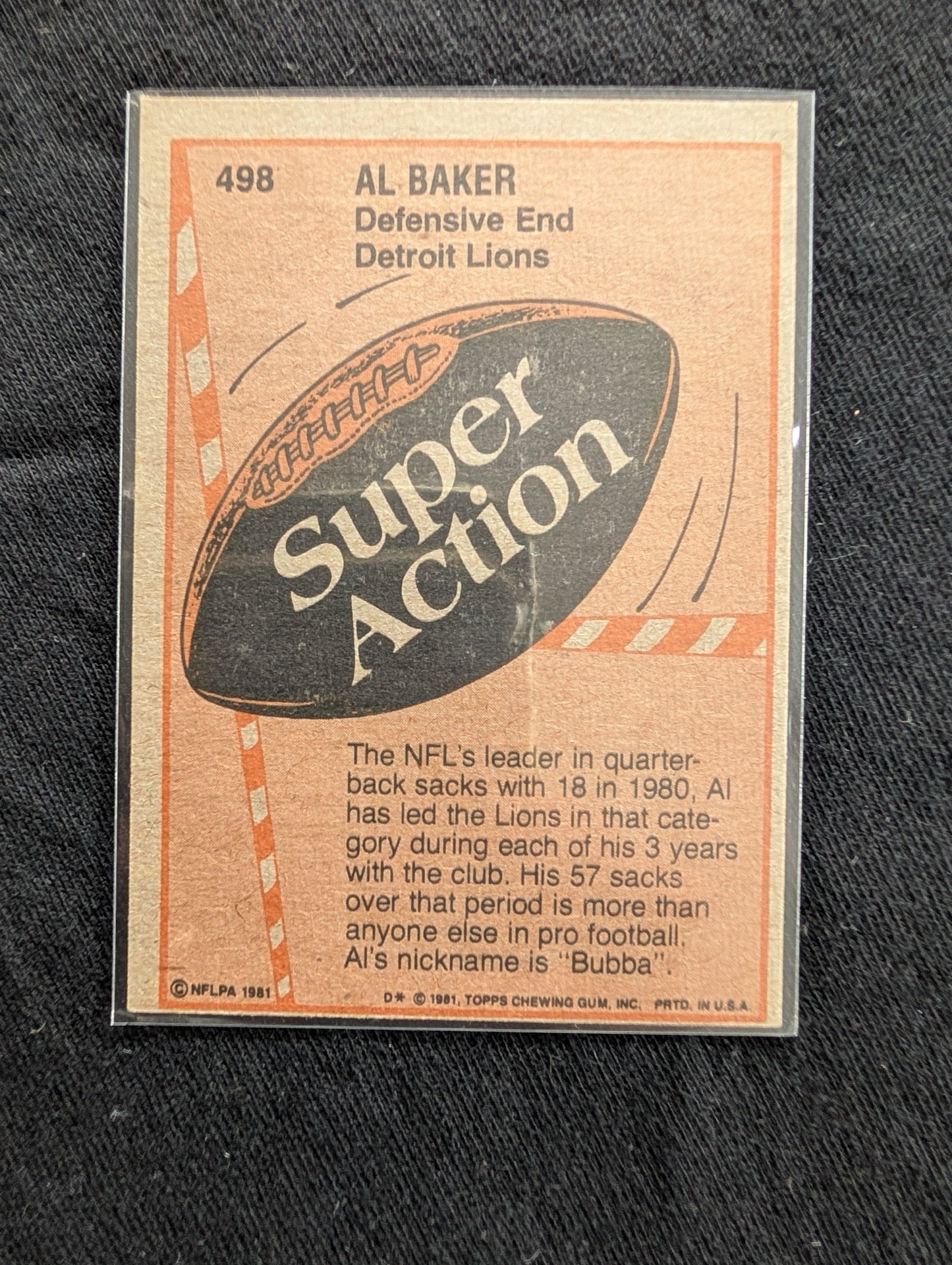 Al "Bubba" Baker 1981 Topps Detroit Lions Lot (2) Base & Super Action DE