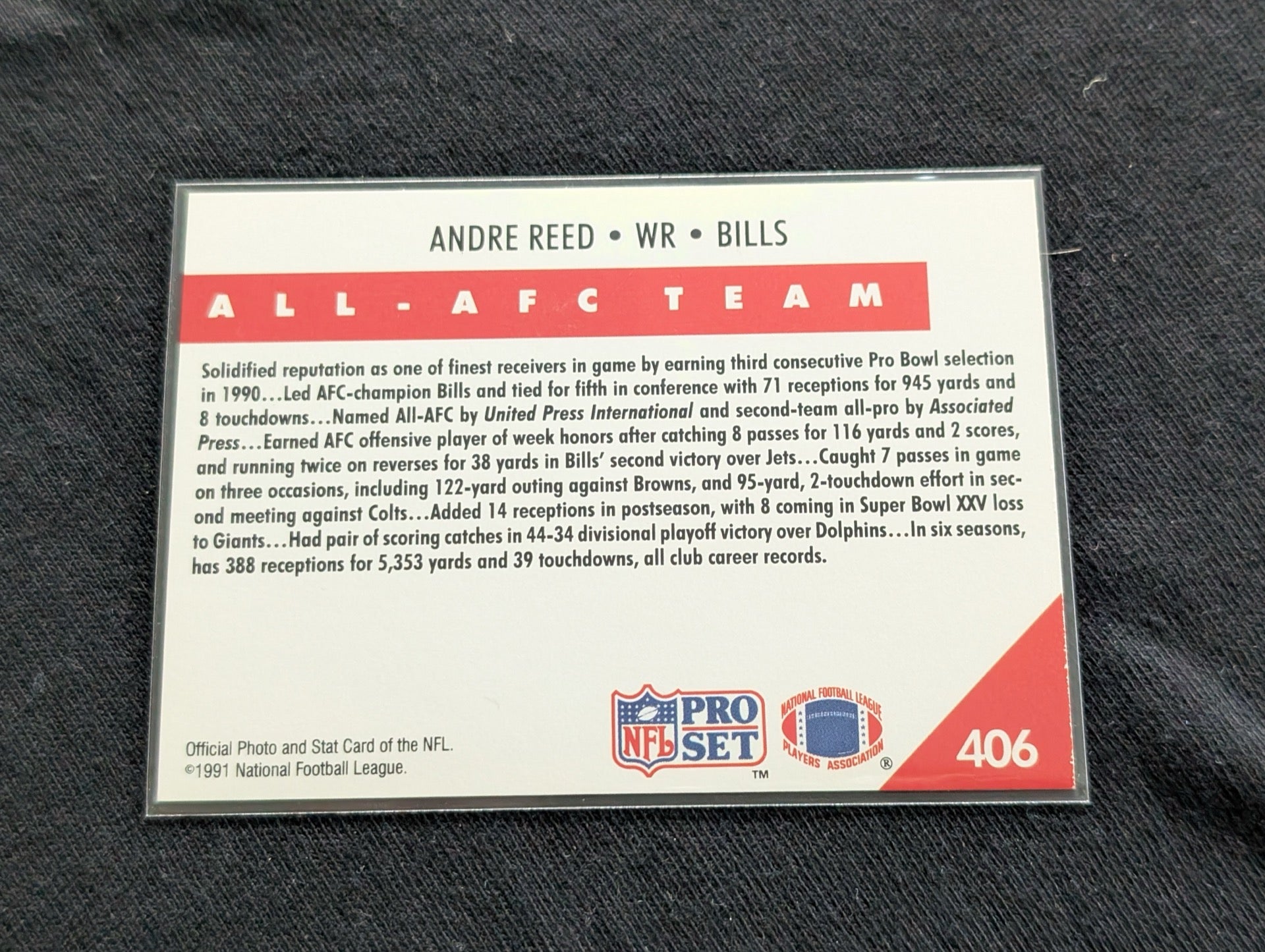 Andre Reed Buffalo Bills HOF Football Card Lot (6) Topps Upper Deck Pro Set