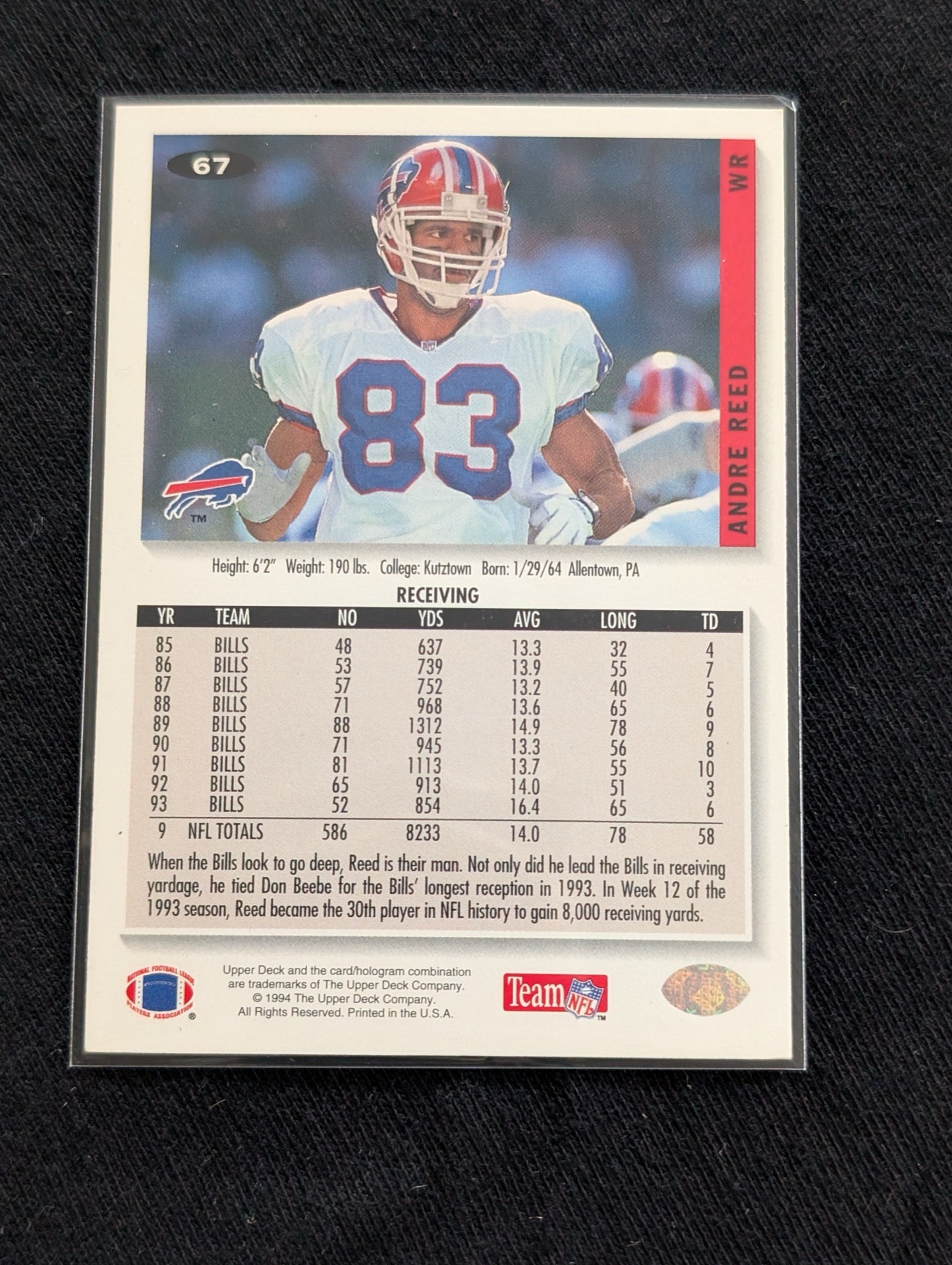 Andre Reed Lot (2) 1993 Collector's Choice & 1991 Pro Set Buffalo Bills HOF
