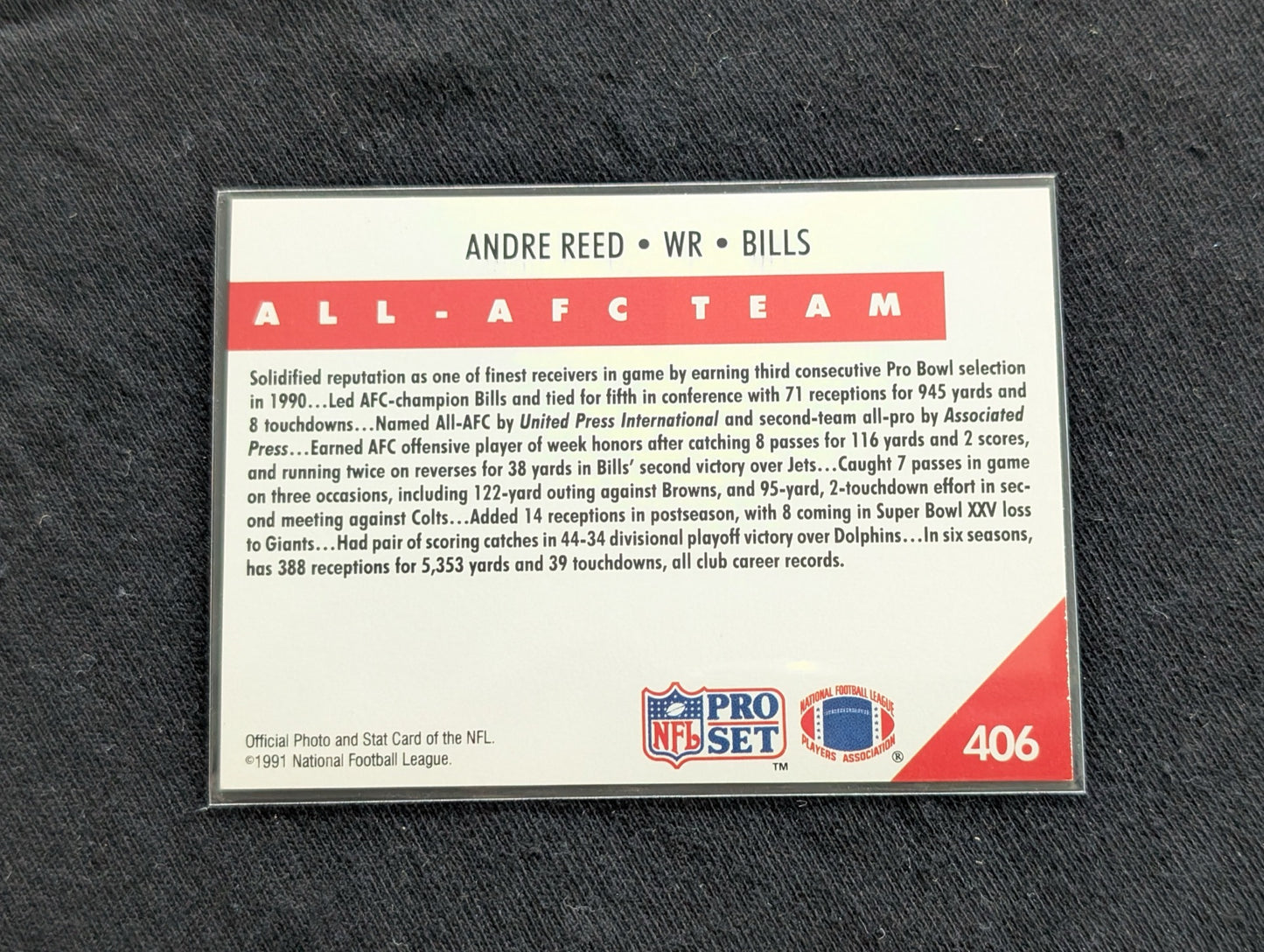 Andre Reed Lot (2) 1993 Collector's Choice & 1991 Pro Set Buffalo Bills HOF