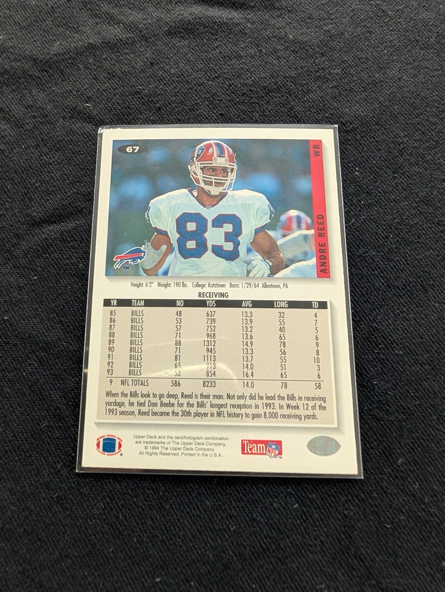 Andre Reed Buffalo Bills HOF Lot (2) 1991 Pro Set & 1993 Collector's Choice