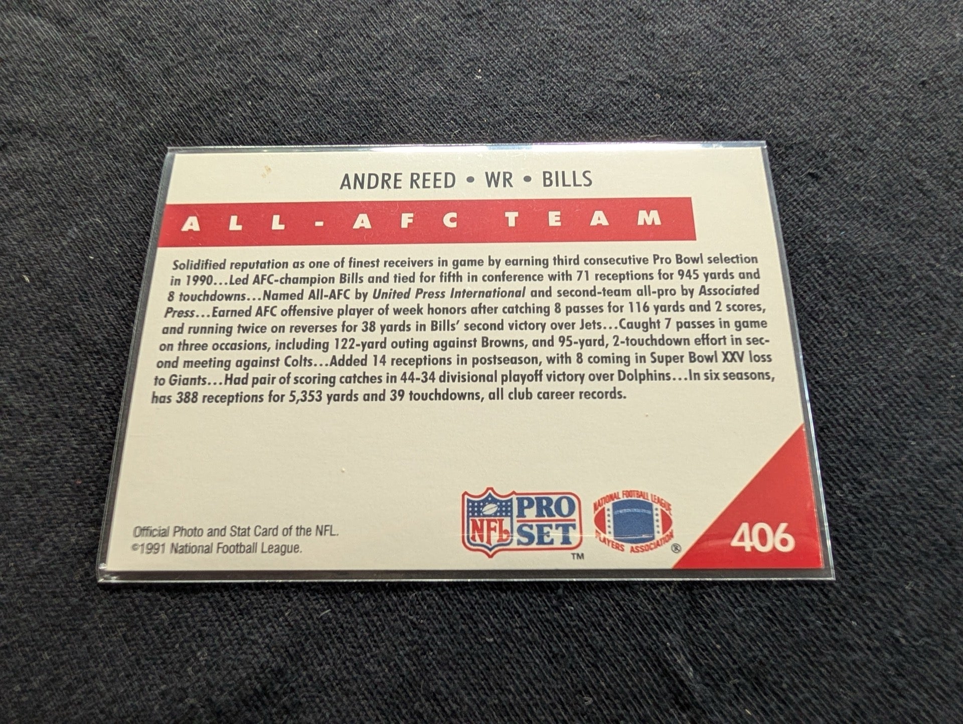 Andre Reed Buffalo Bills HOF Lot (2) 1991 Pro Set & 1993 Collector's Choice