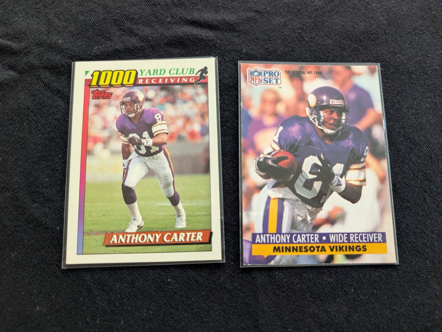 Anthony Carter Vikings Lot (2) 1991 Topps 1000 Yard Club & 1991 Pro Set