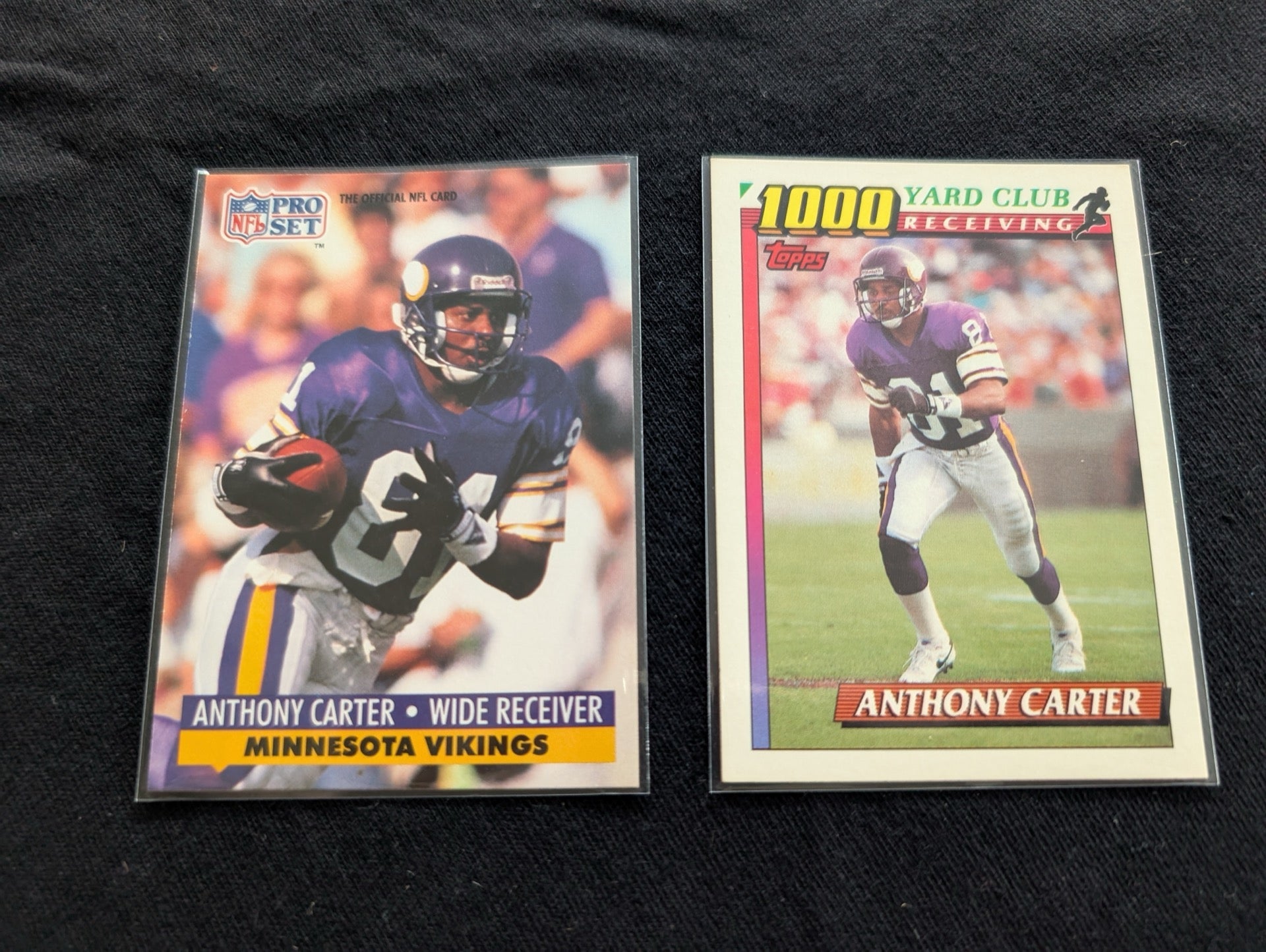 Anthony Carter Vikings Lot (2) 1991 Pro Set & 1991 Topps 1000 Yard Club