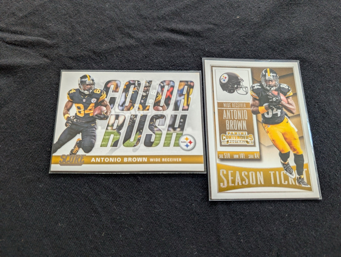 Antonio Brown Steelers Lot (2) 2018 Score Color Rush & Contenders Season Ticket