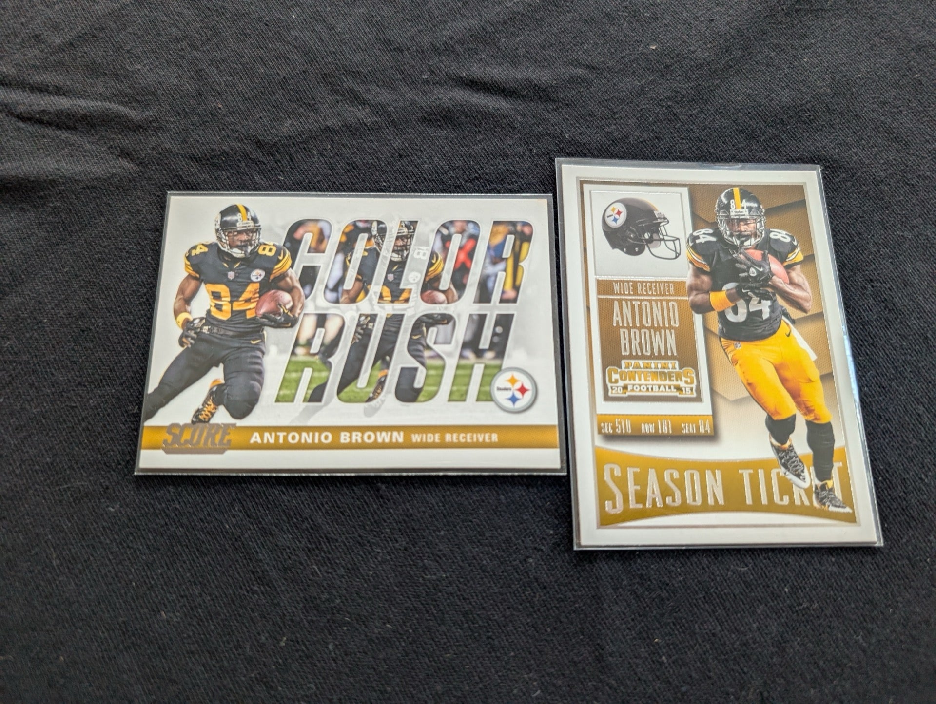 Antonio Brown Steelers Lot (2) 2018 Score Color Rush & Contenders Season Ticket
