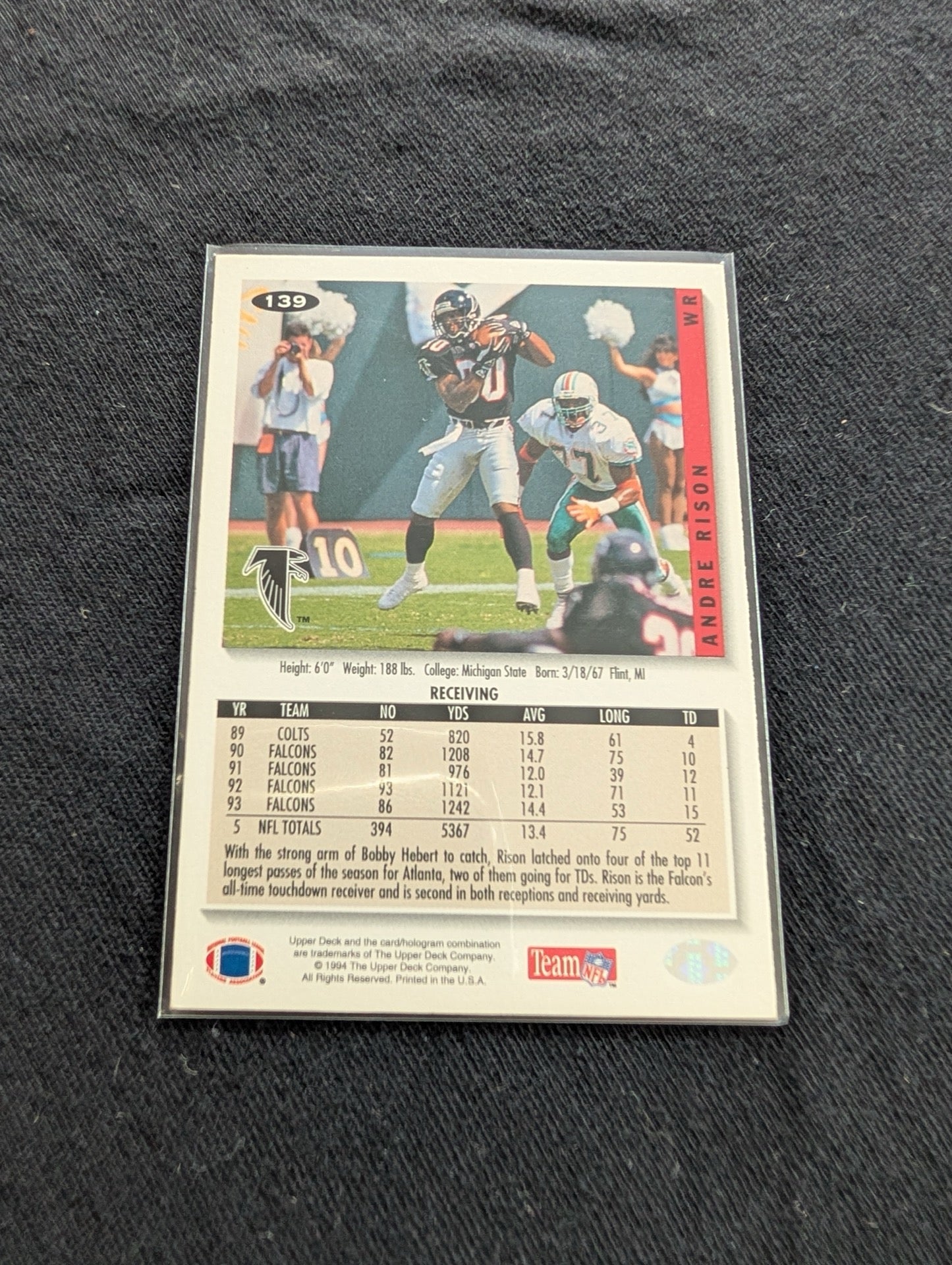 Andre Rison "Bad Moon" Falcons Lot (3) 90s Cards UD Pro Set Topps 1000 Yd