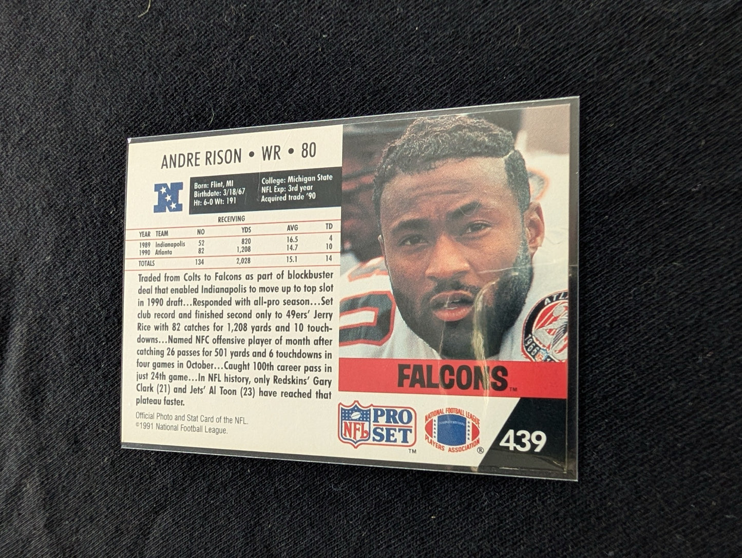 Andre Rison "Bad Moon" Falcons Lot (3) 90s Cards UD Pro Set Topps 1000 Yd