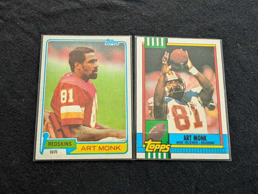 Art Monk 1982 & 1983 Topps Washington Redskins Lot (2) HOF WR Football Cards
