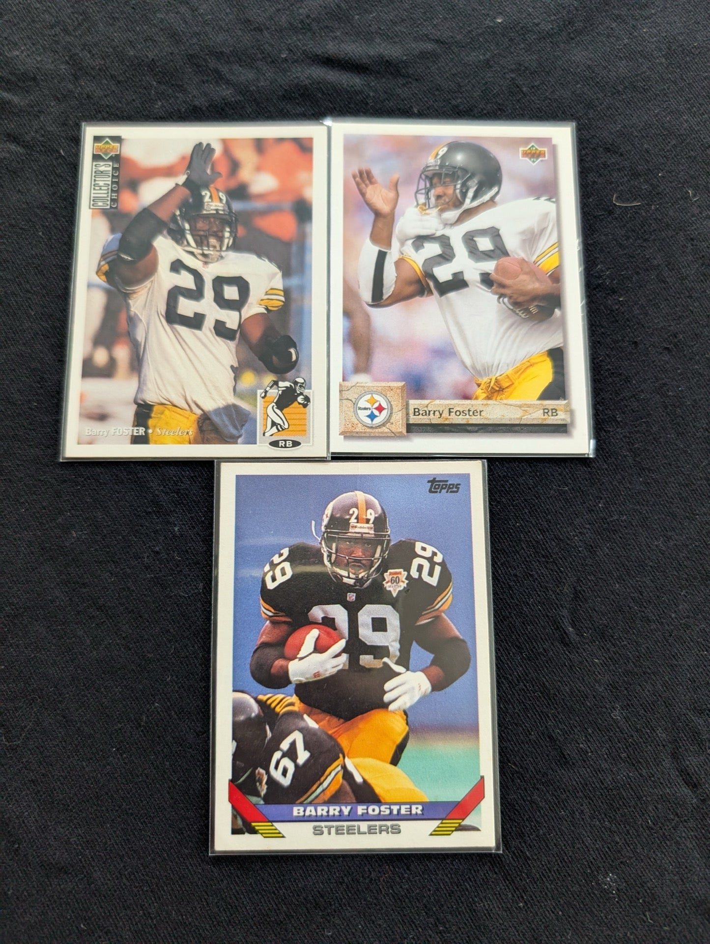 Barry Foster Pittsburgh Steelers Lot (3) 1992 Topps & 1993 Upper Deck (2)
