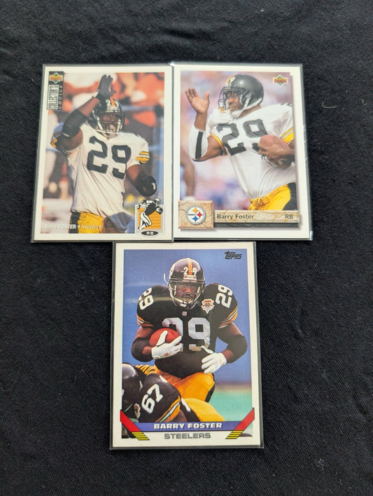 Barry Foster Pittsburgh Steelers Lot (3) 1992 Topps & 1993 Upper Deck (2)