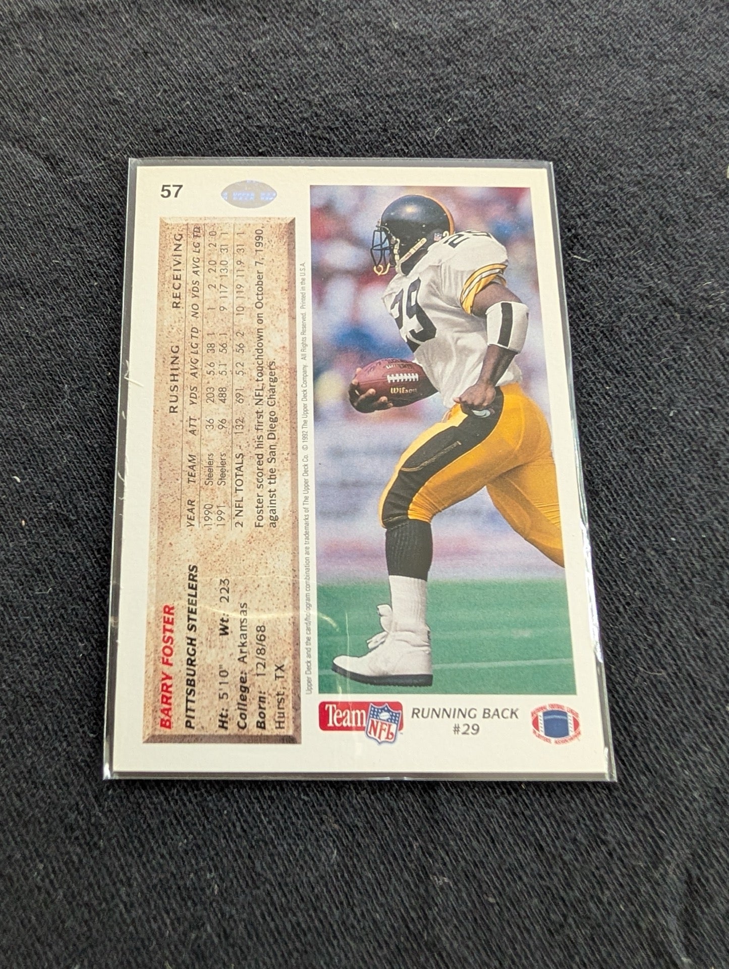 Barry Foster Pittsburgh Steelers Lot (3) 1992 Topps & 1993 Upper Deck (2)