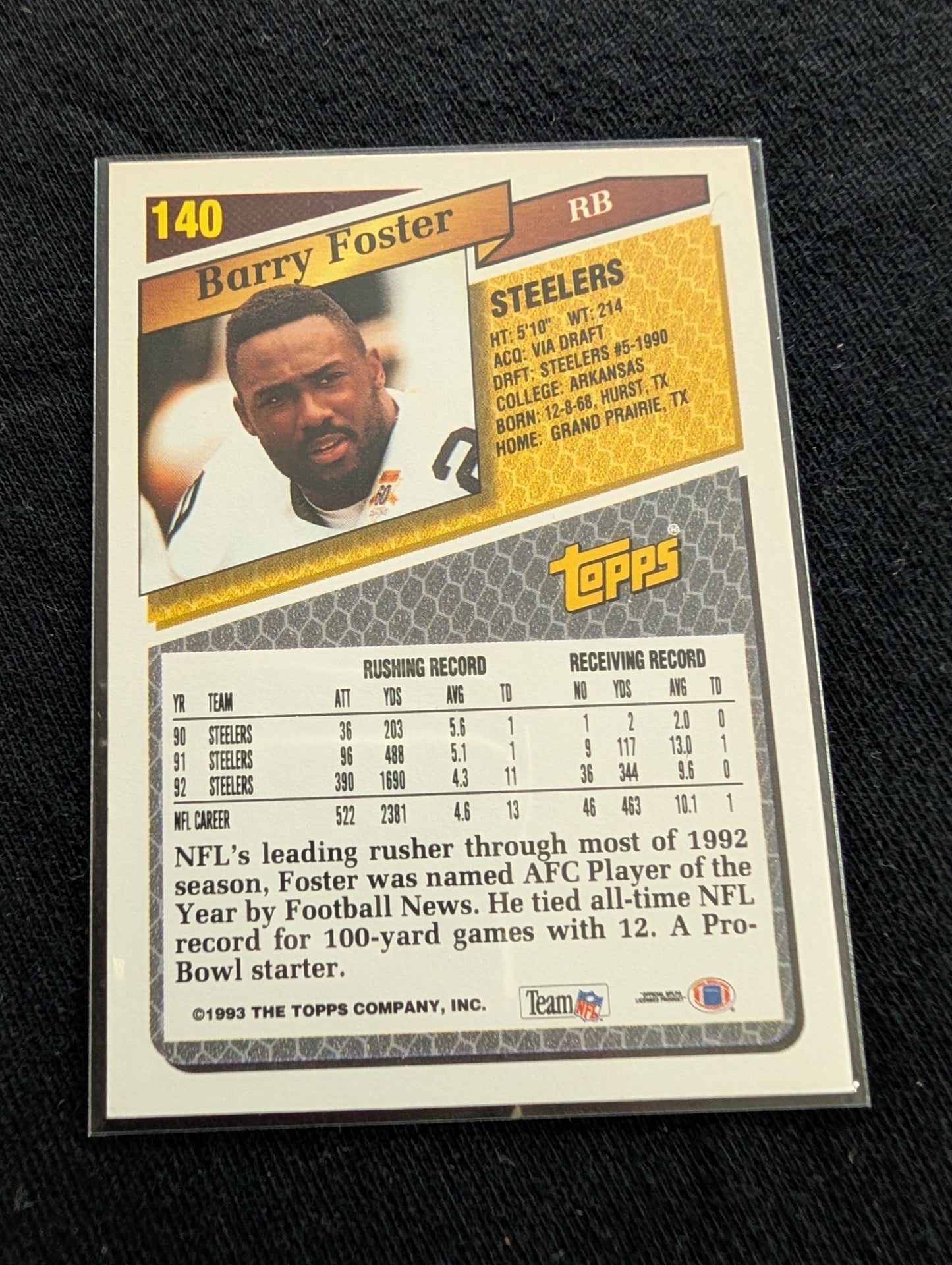Barry Foster Pittsburgh Steelers Lot (13) 90s Cards Topps UD Fleer Pro Set