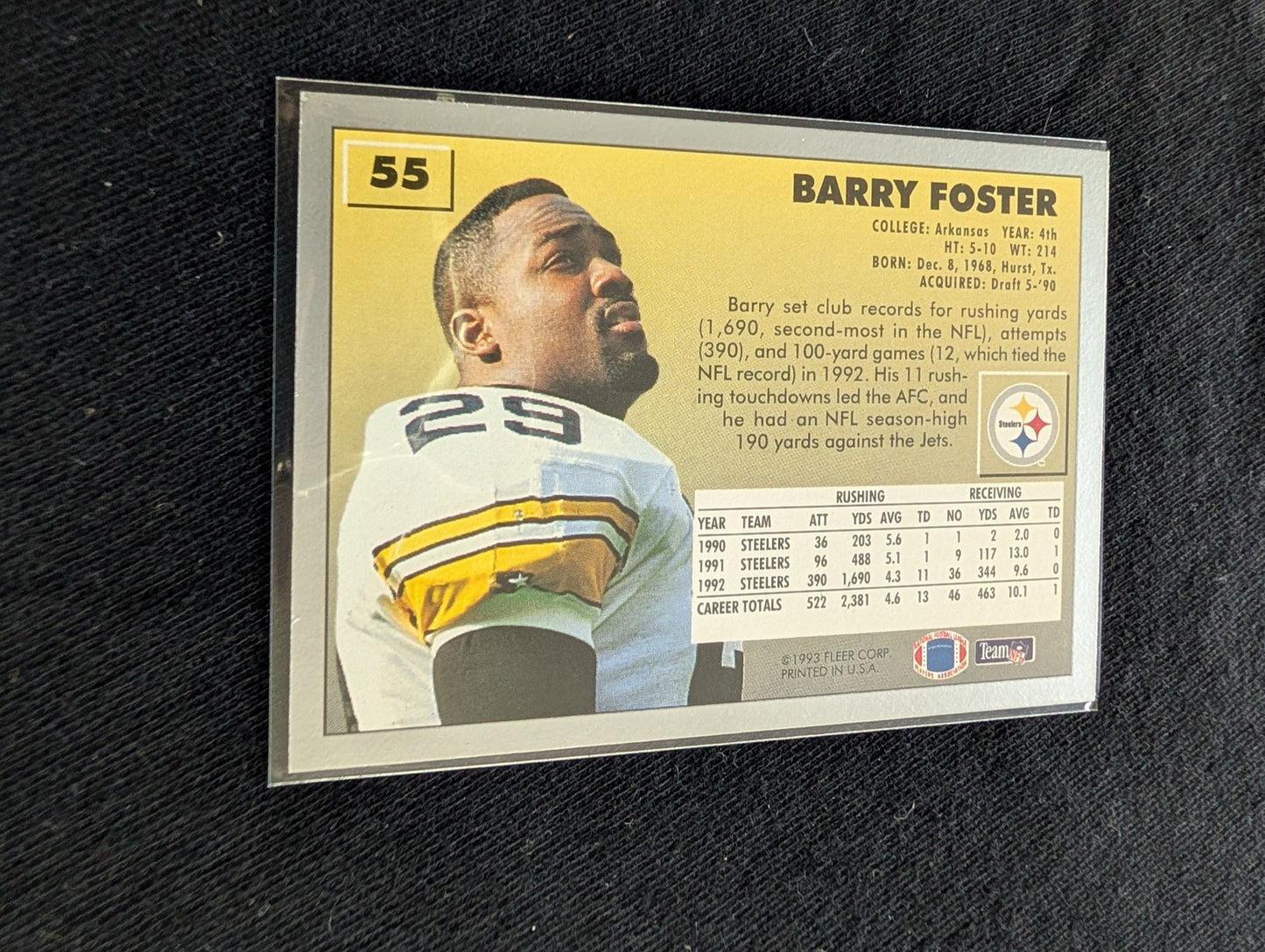 Barry Foster Pittsburgh Steelers Lot (13) 90s Cards Topps UD Fleer Pro Set