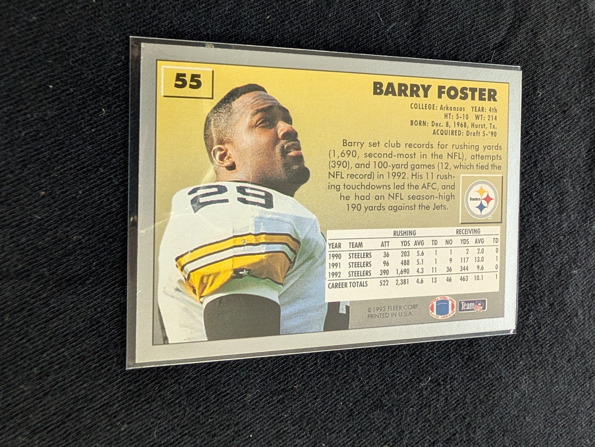 Barry Foster Pittsburgh Steelers Lot (13) 90s Cards Topps UD Fleer Pro Set
