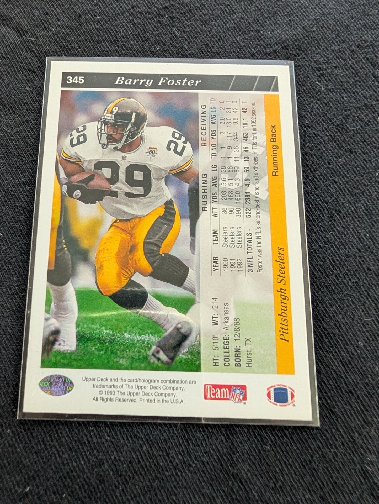 Barry Foster Pittsburgh Steelers Lot (13) 90s Cards Topps UD Fleer Pro Set