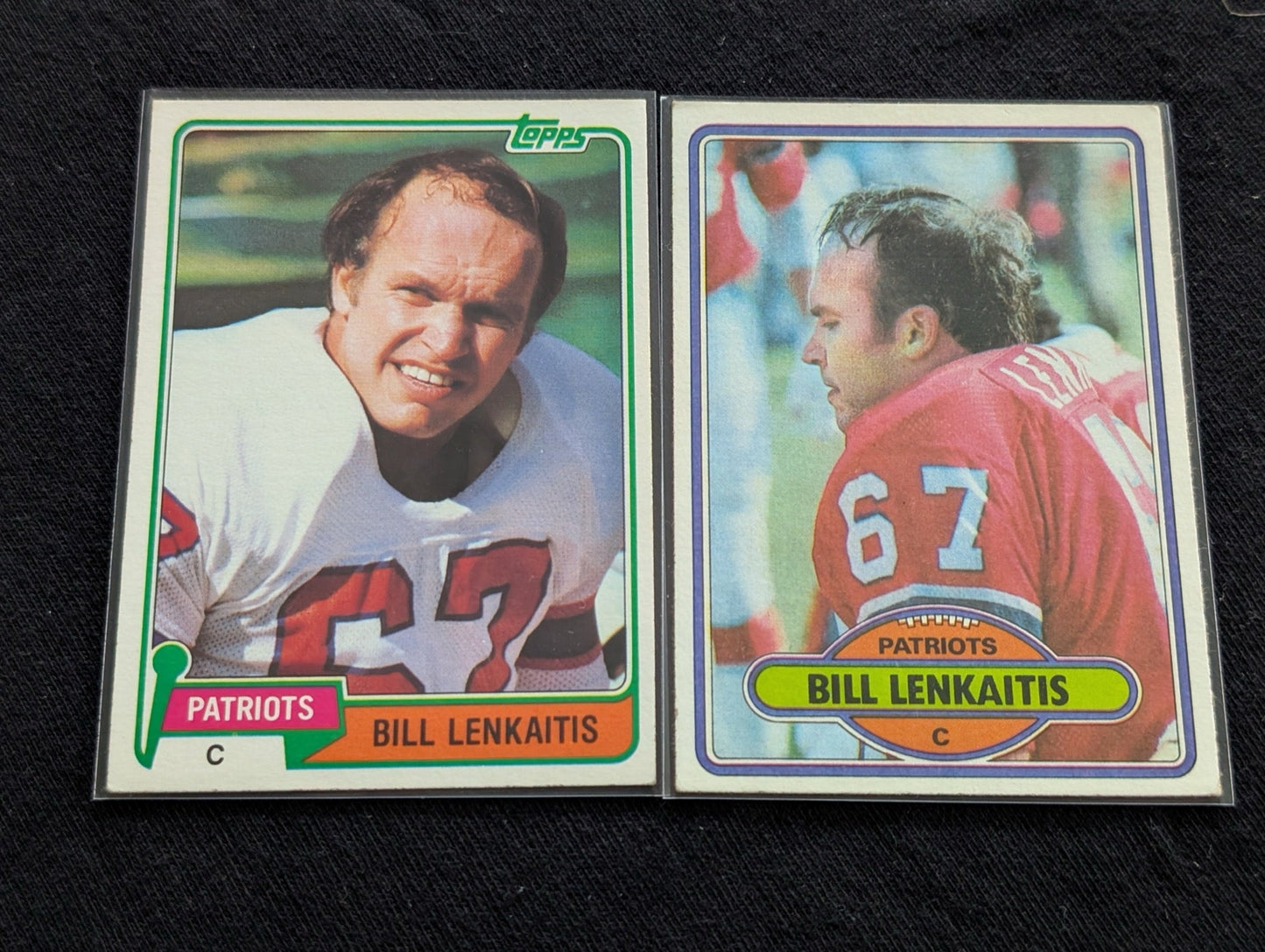 Bill Lenkaitis 1980 & 1981 Topps New England Patriots Lot (2) Vintage Center
