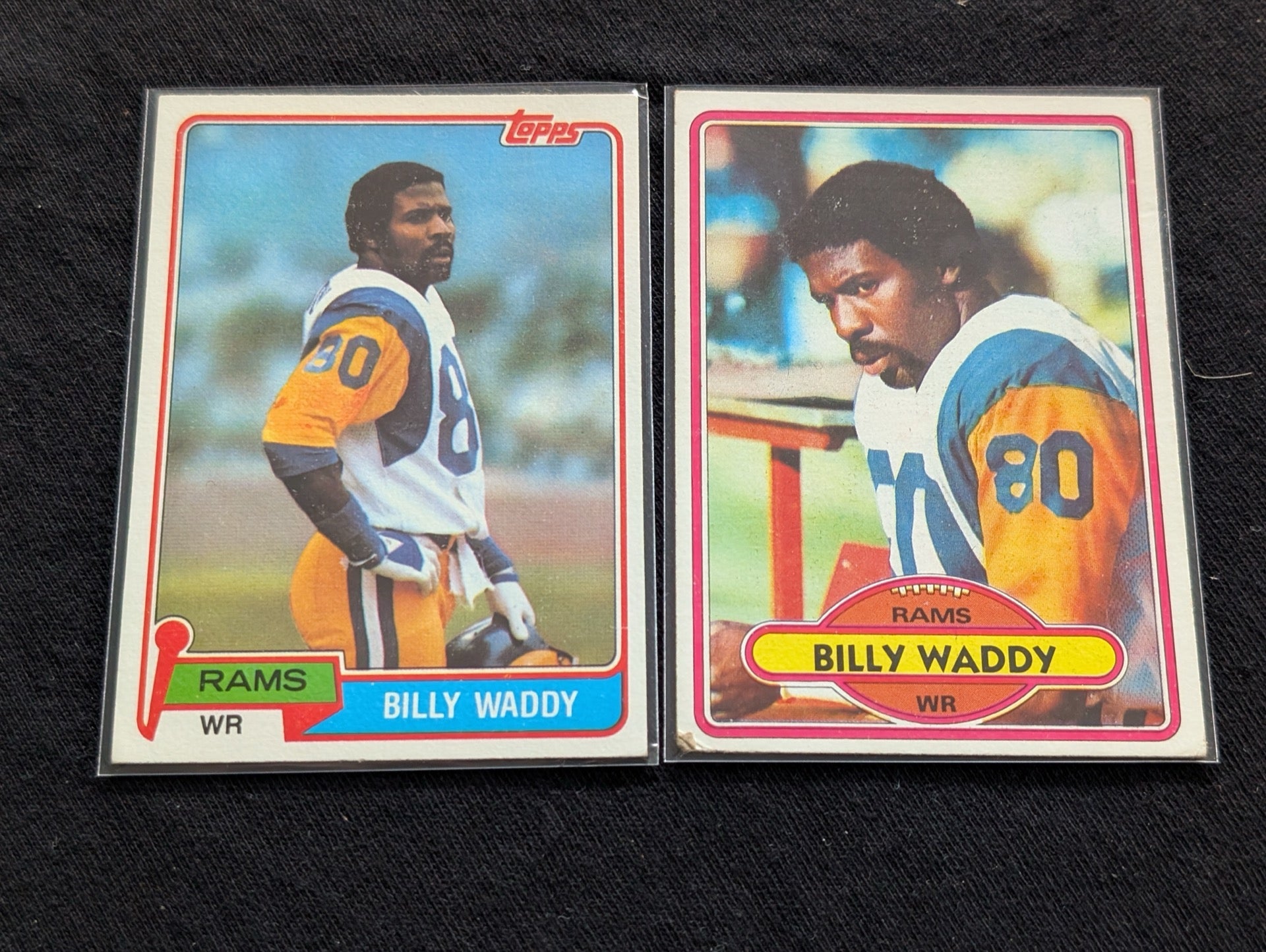 Billy Waddy 1979 & 1981 Topps Los Angeles Rams Lot (2) Vintage WR Cards
