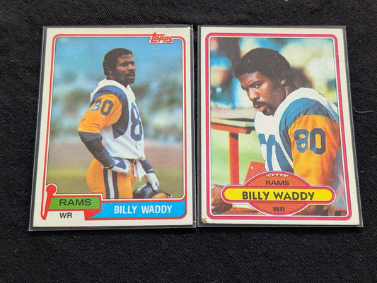 Billy Waddy 1979 & 1981 Topps Los Angeles Rams Lot (2) Vintage WR Cards