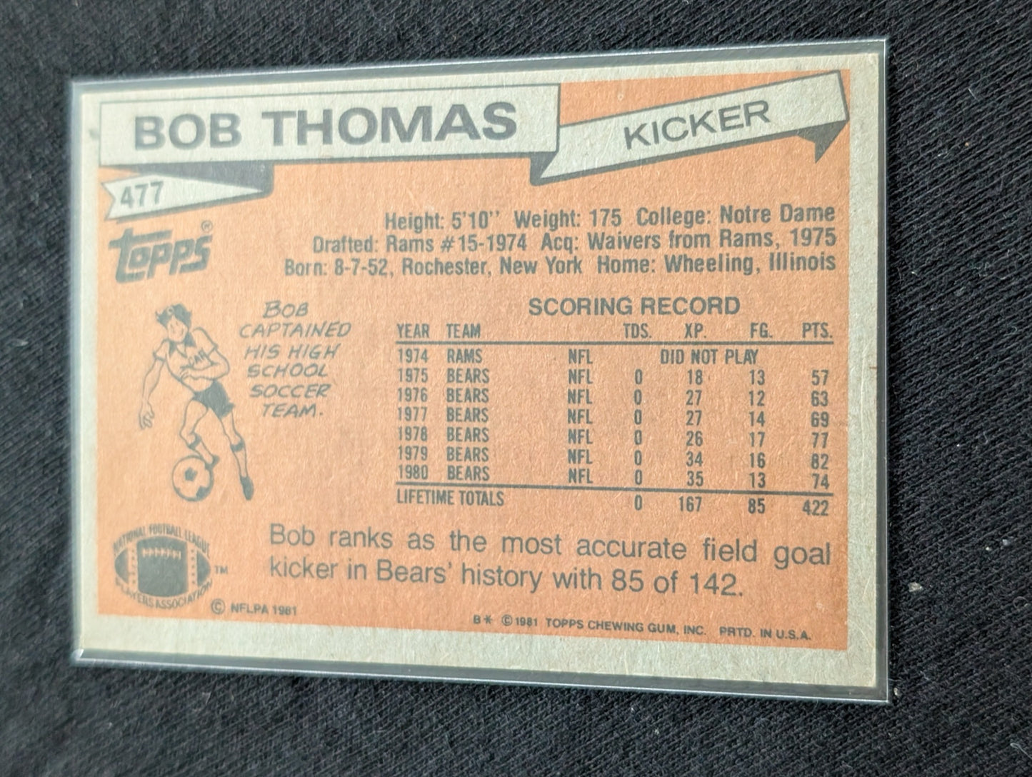 Bob Thomas 1978 & 1979 Topps Chicago Bears Lot (2) Vintage Kicker Cards
