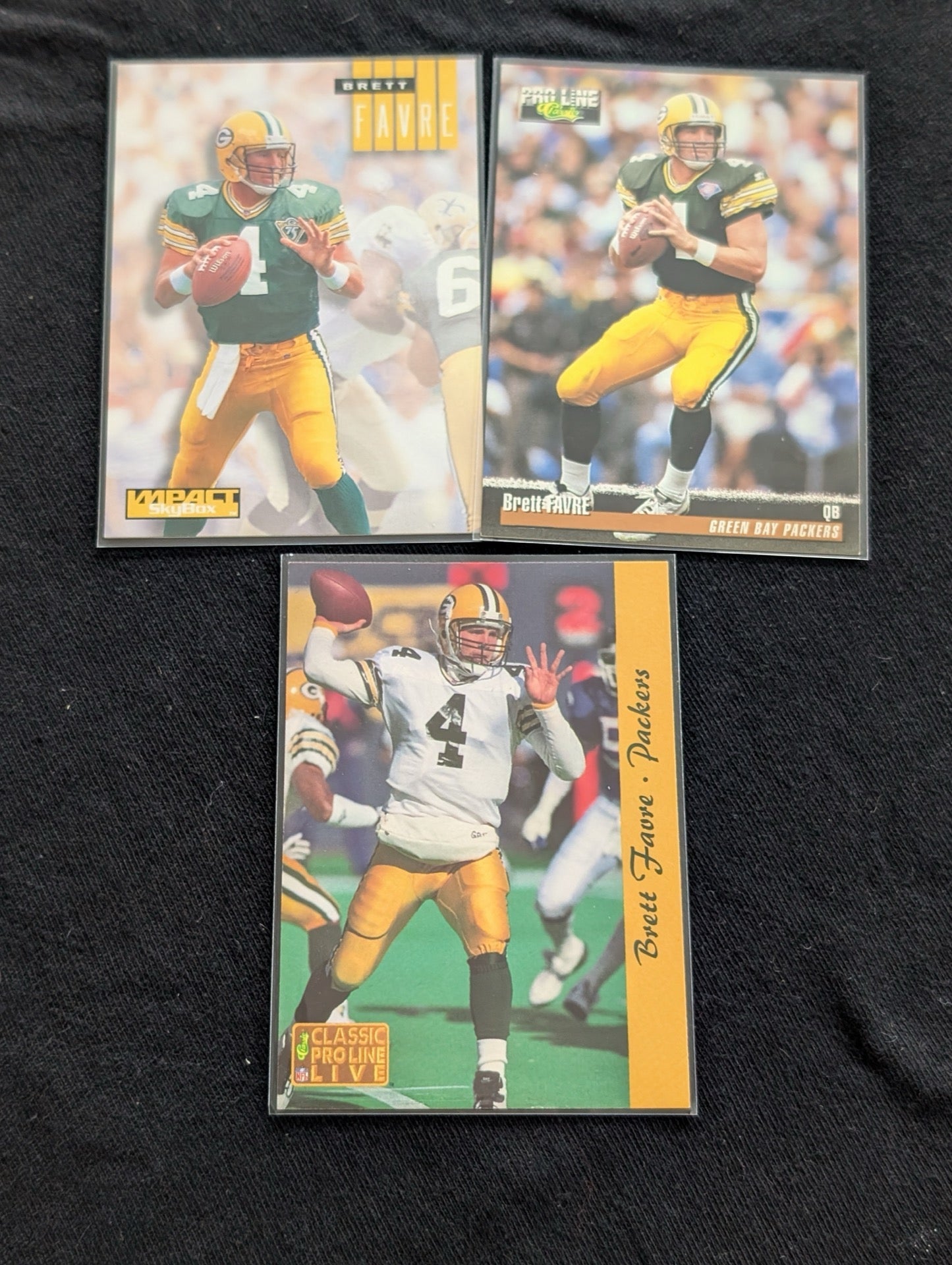 Brett Favre Green Bay Packers HOF Lot (3) 90s Cards Impact & Pro Line