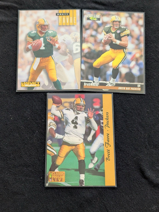 Brett Favre Green Bay Packers HOF Lot (3) 90s Cards Impact & Pro Line