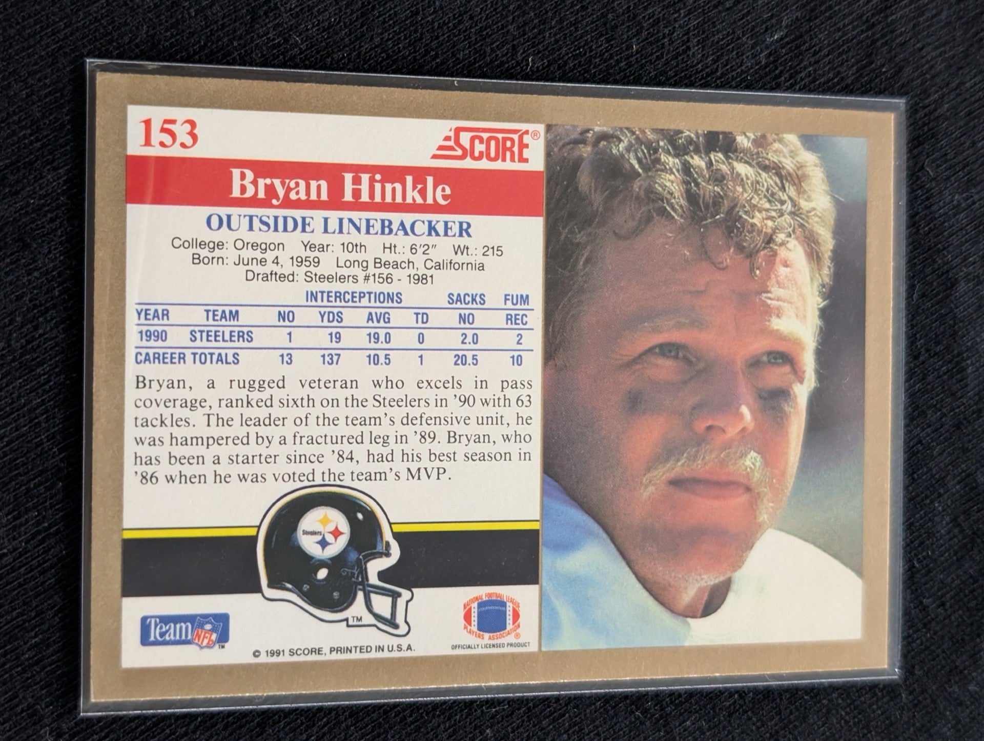 Bryan Hinkle Steelers Lot (4) 1991 Score UD Topps Pro Set 90s Football