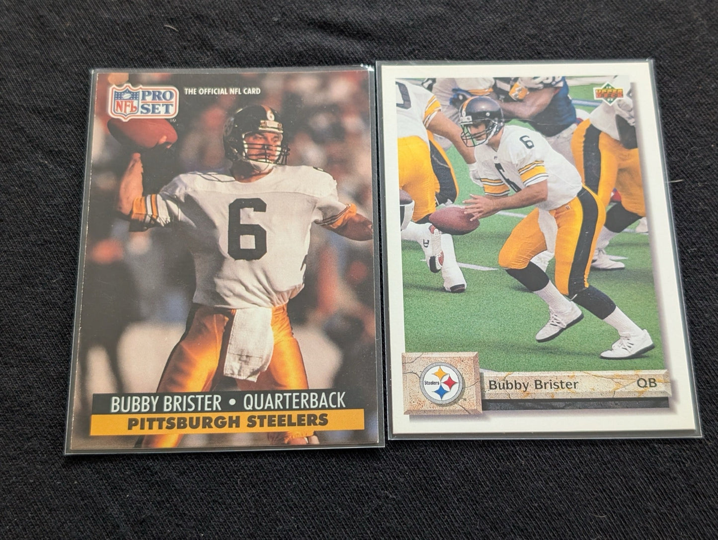 Bubby Brister Steelers Lot (2) 1991 Pro Set & 1991 Upper Deck QB Cards