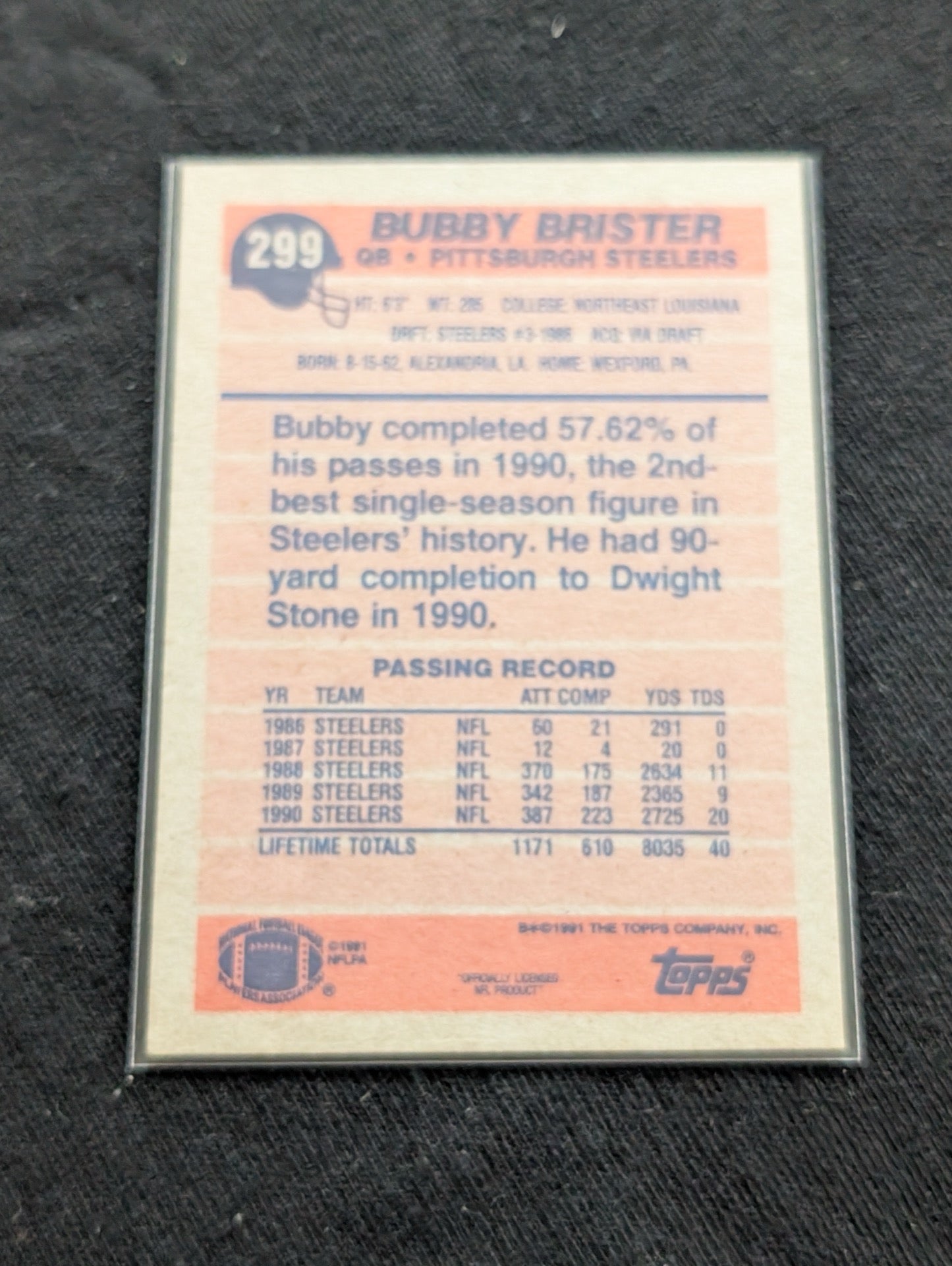 Bubby Brister Pittsburgh Steelers Lot (7) 90s Cards Topps Score Pro Set UD