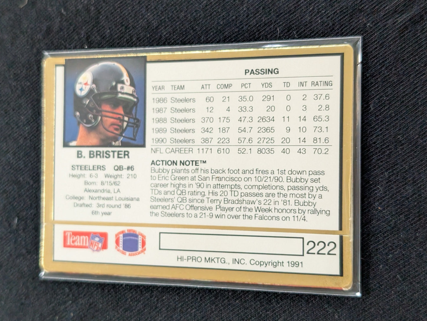 Bubby Brister Pittsburgh Steelers Lot (7) 90s Cards Topps Score Pro Set UD
