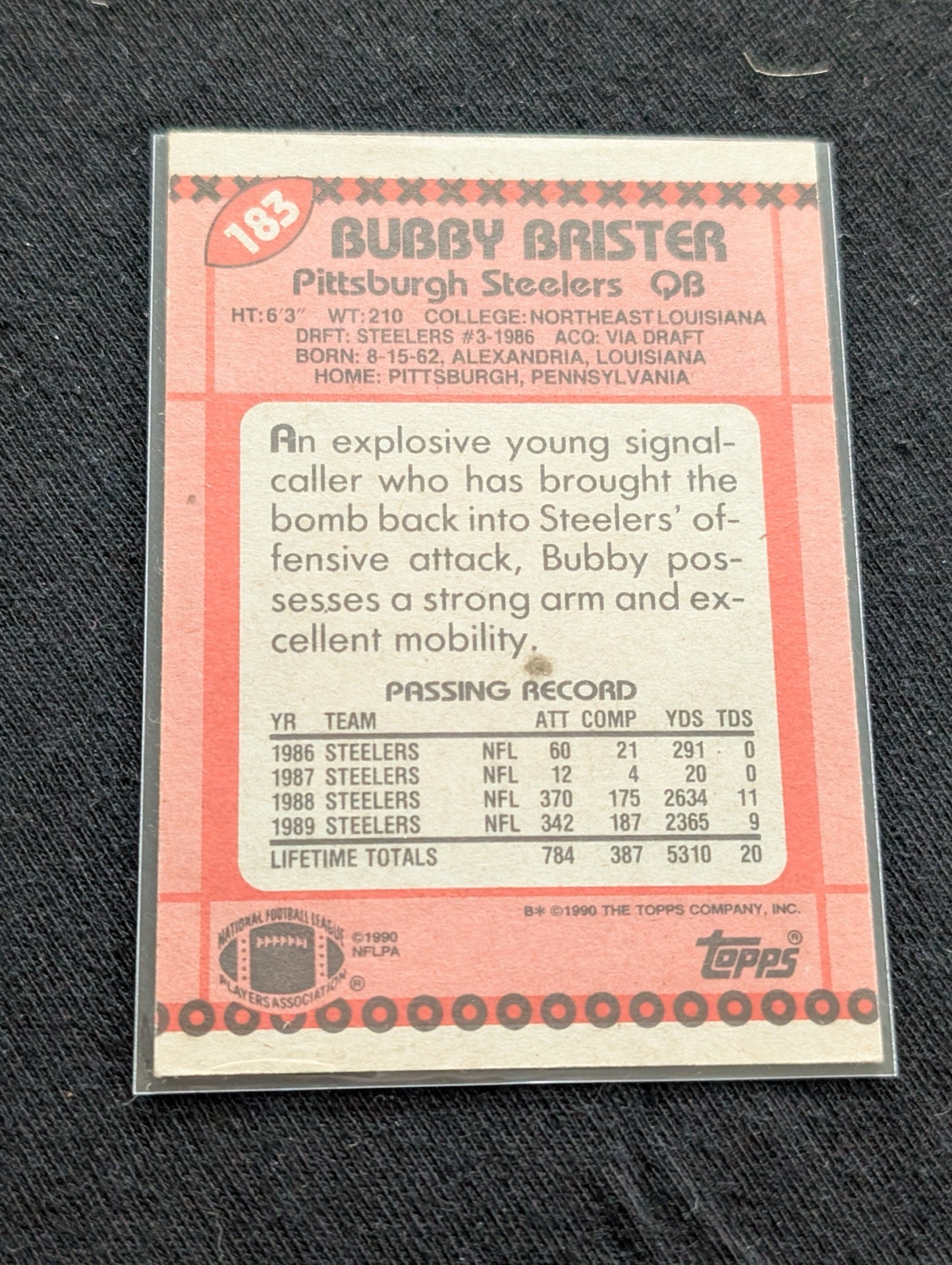Bubby Brister Pittsburgh Steelers Lot (7) 90s Cards Topps Score Pro Set UD