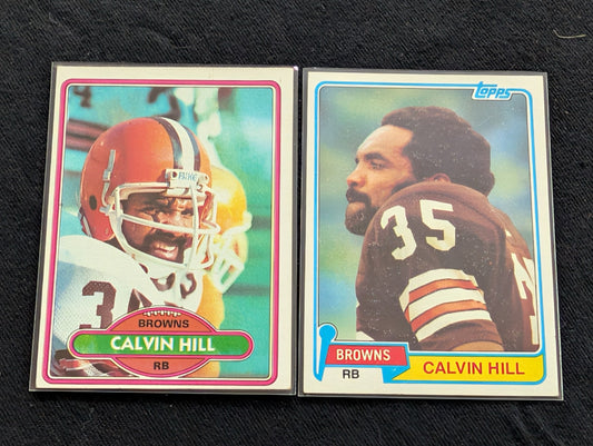 Calvin Hill 1979 & 1980 Topps Cleveland Browns Lot (2) Vintage RB Cards