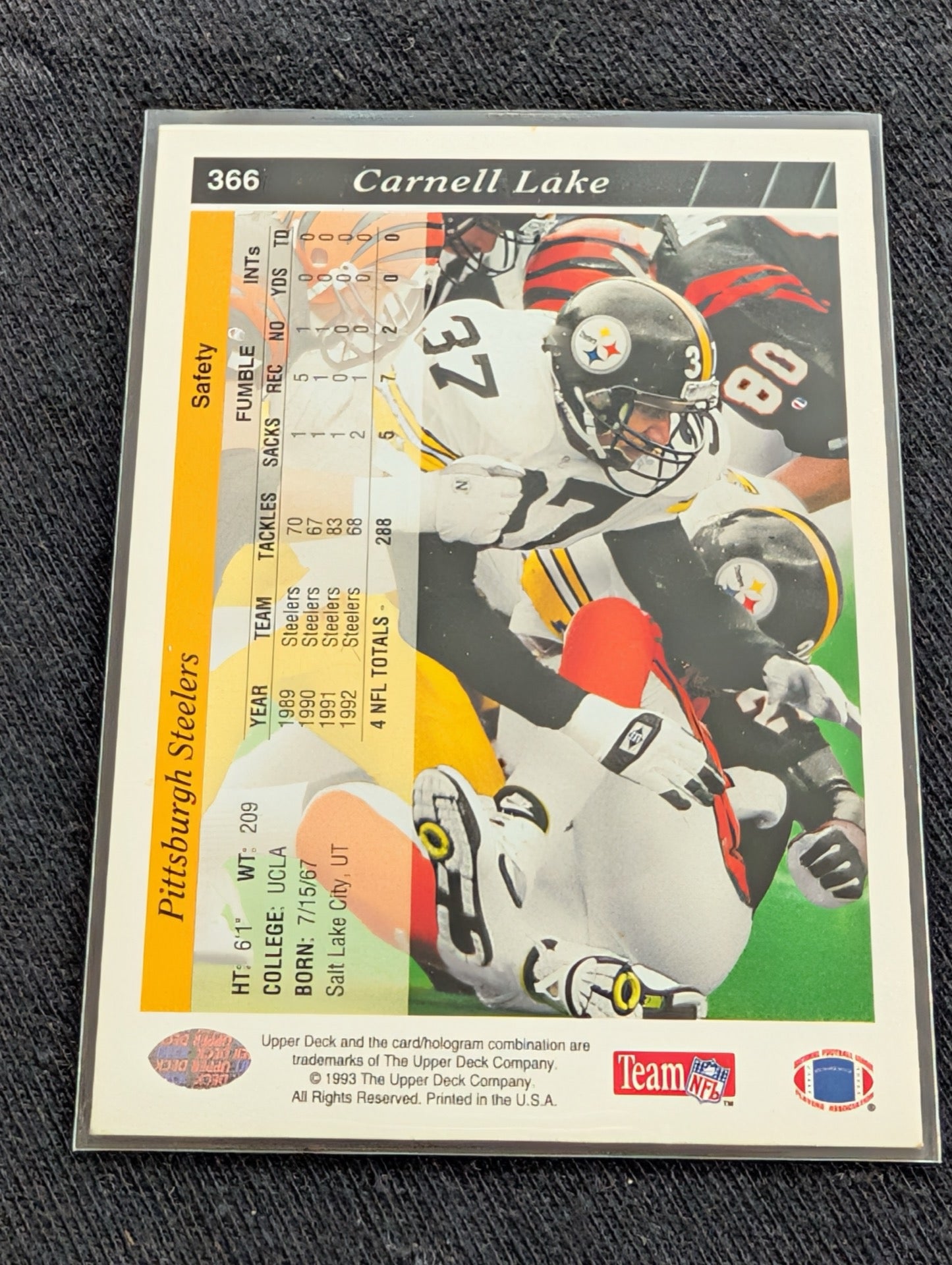 Carnell Lake Steelers Lot (6) 90s Cards incl. 1990 Topps Super Rookie