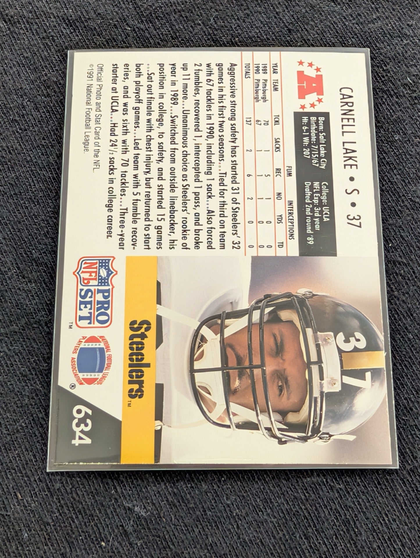 Carnell Lake Steelers Lot (6) 90s Cards incl. 1990 Topps Super Rookie