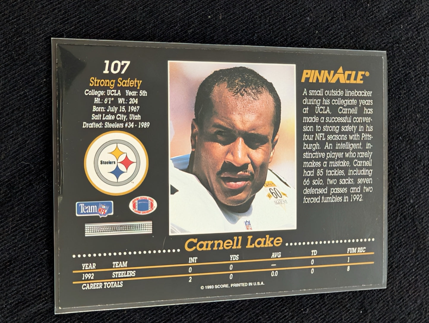 Carnell Lake Steelers Lot (6) 90s Cards incl. 1990 Topps Super Rookie