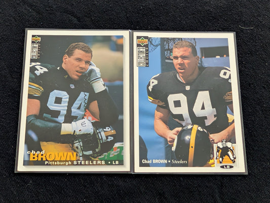 Chad Brown 1993 Collector's Choice Steelers ROOKIE Lot (2) RC LB Cards