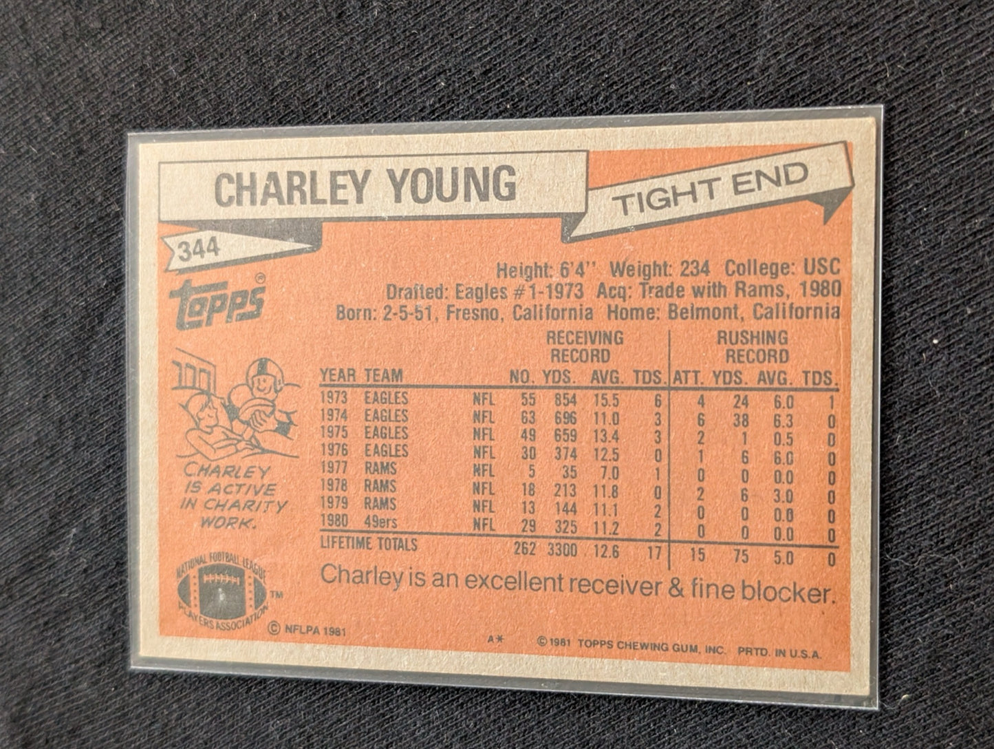 Charley Young Lot (2) 1978 Topps 49ers & 1979 Topps Rams Vintage TE Cards