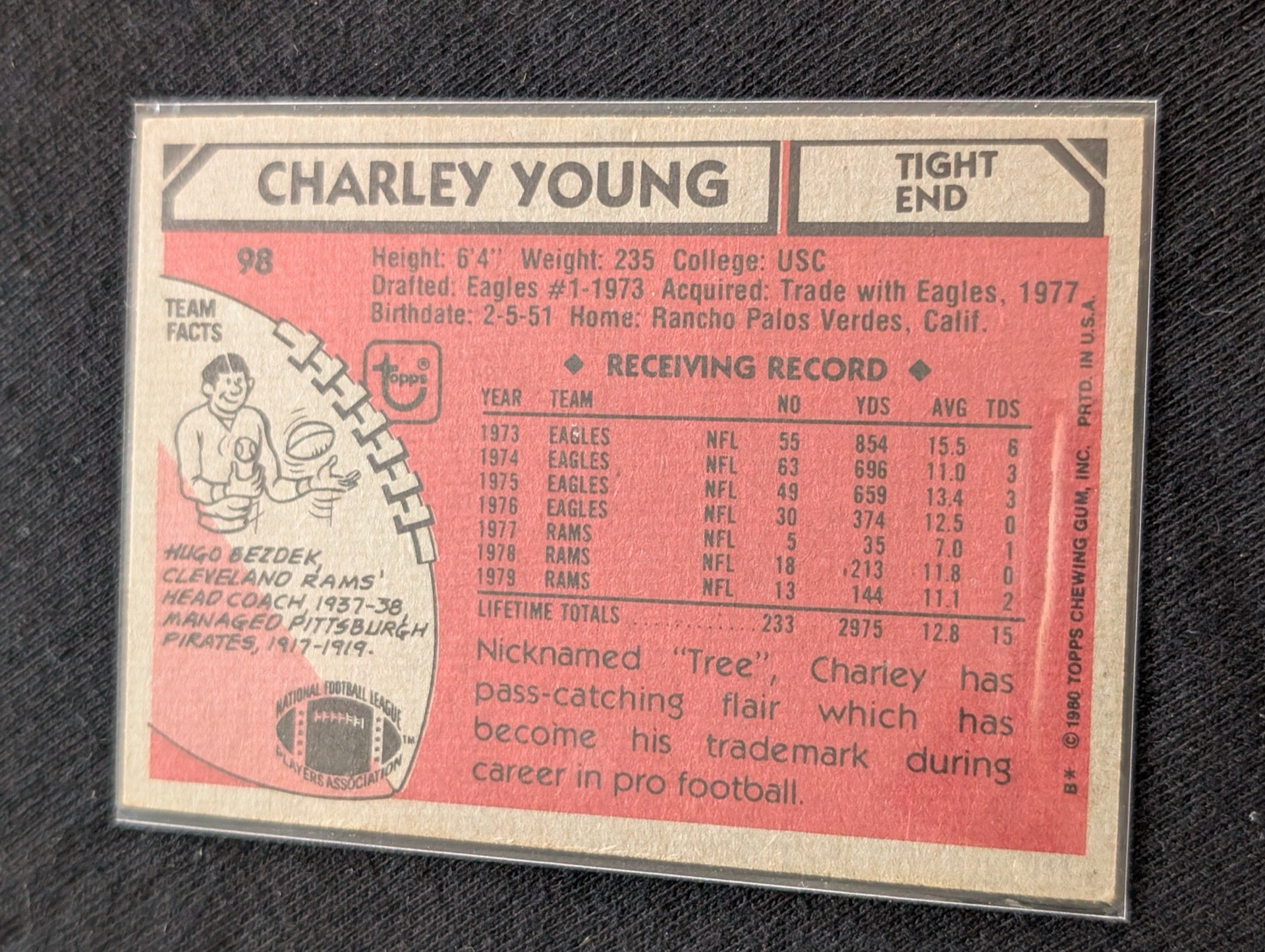 Charley Young Lot (2) 1978 Topps 49ers & 1979 Topps Rams Vintage TE Cards